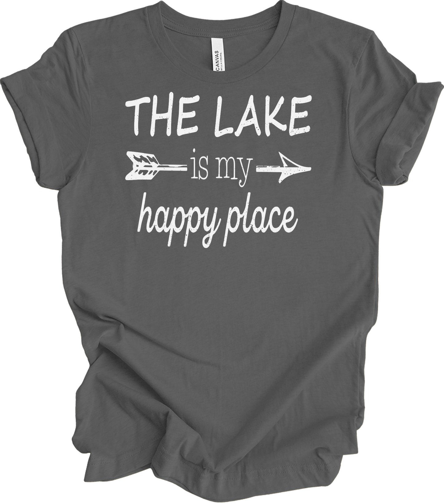The Lake Is My Happy Place T-Shirt in Asphalt