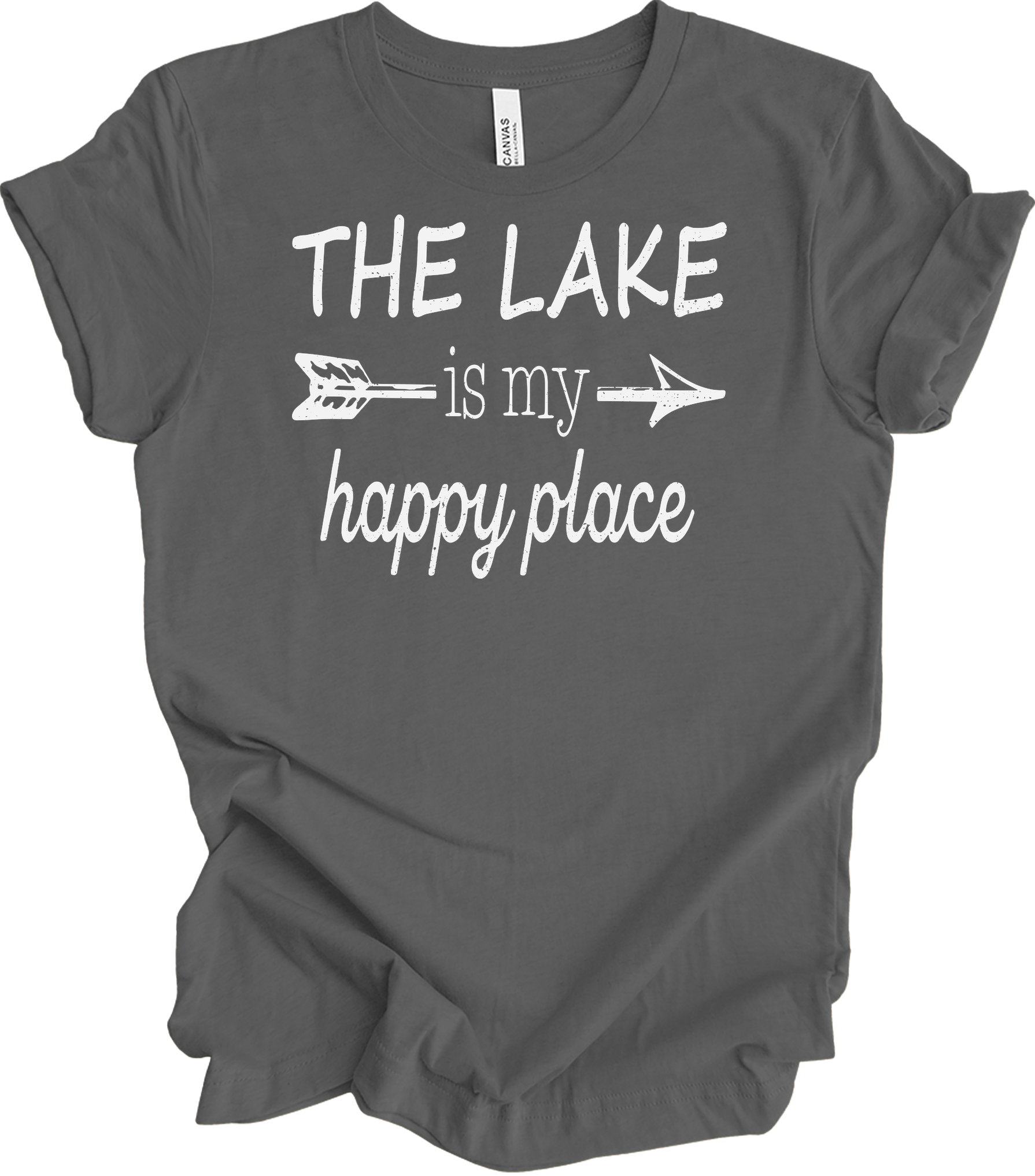 The Lake Is My Happy Place T-Shirt in Asphalt