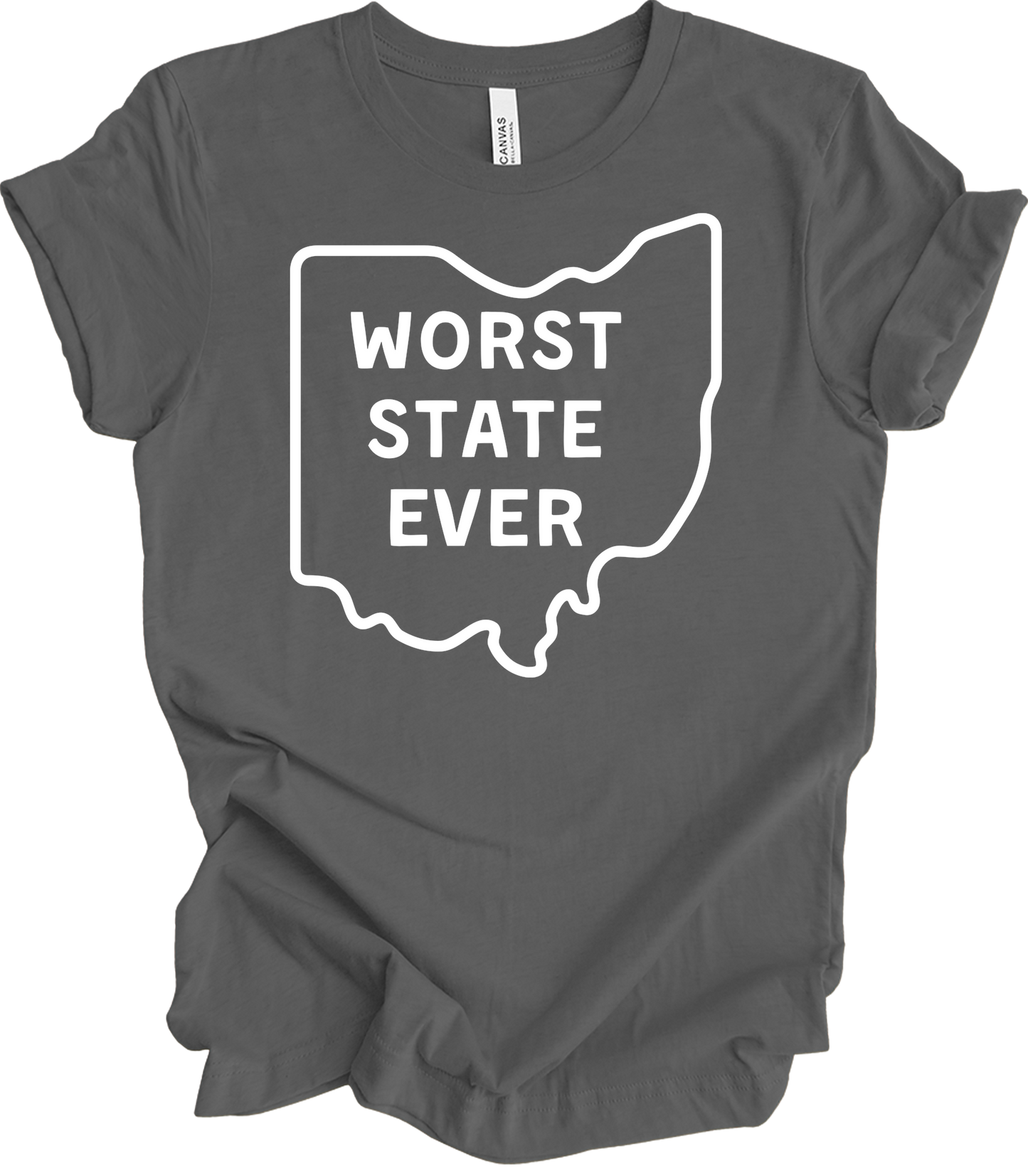 Worst State Ever Ohio - Funny State Rivalry T-Shirt in Asphalt
