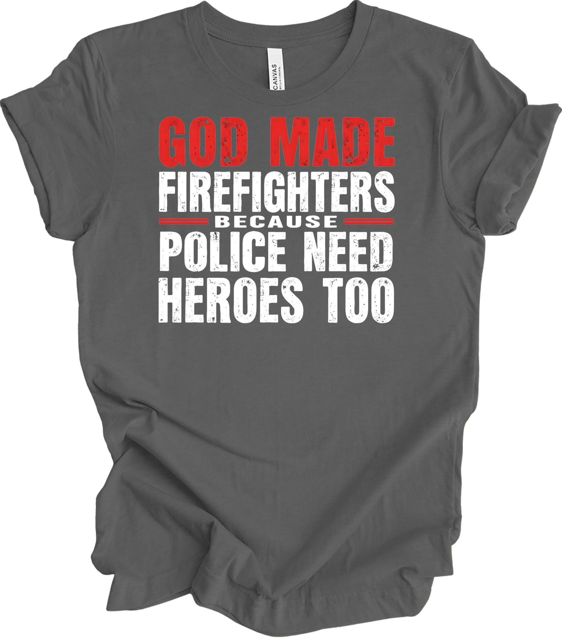 Firefighters Police Heroes T-Shirt in Asphalt