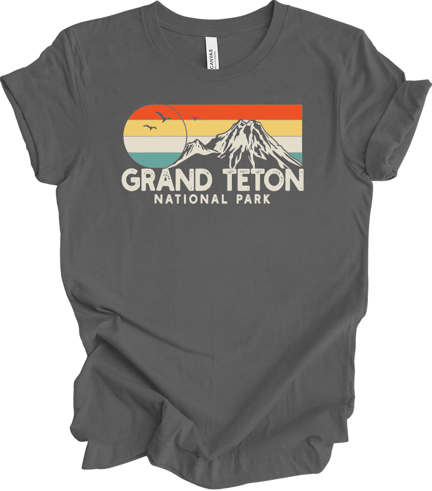 Grand Teton National Park Retro T-Shirt in Asphalt