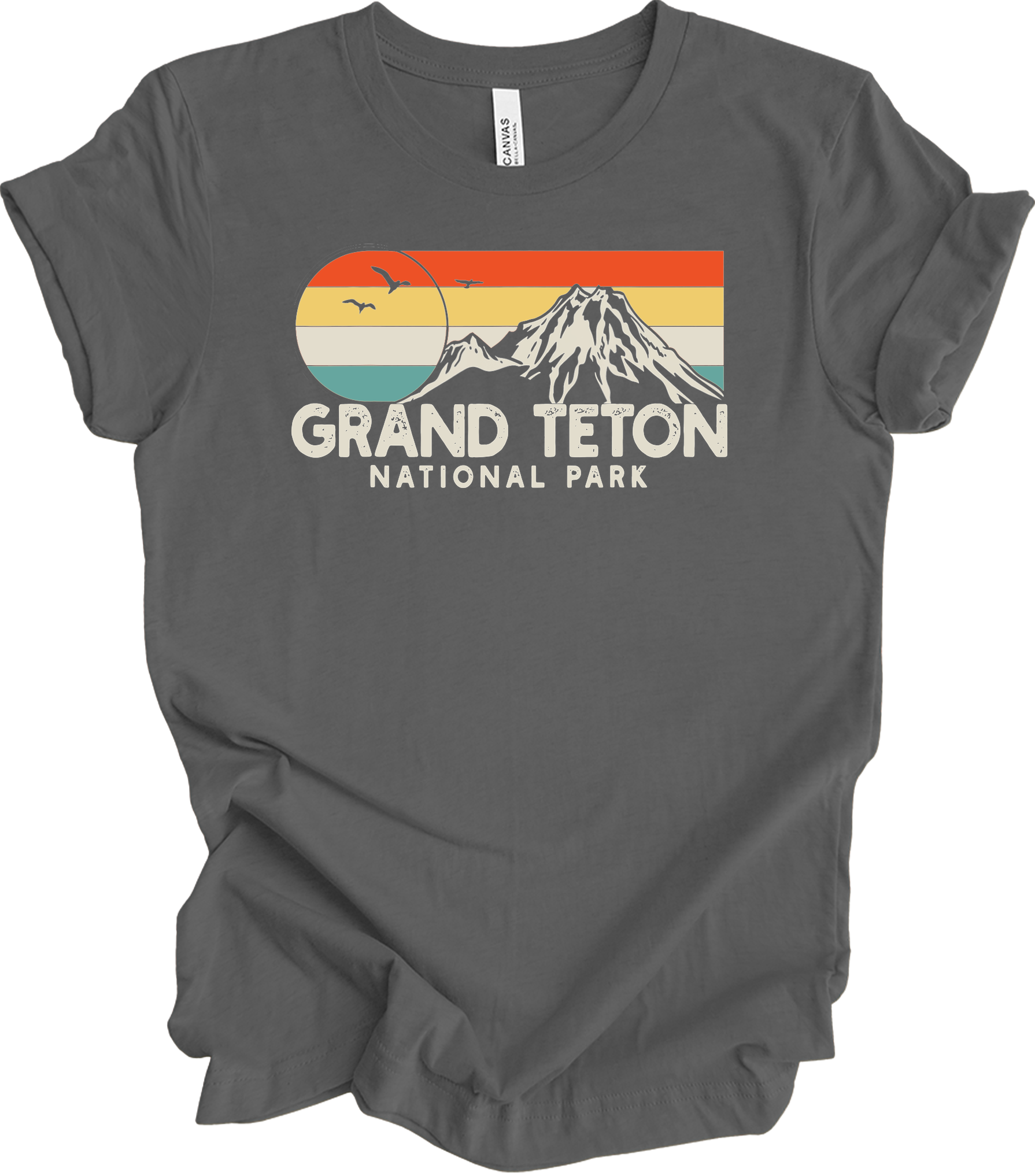 Grand Teton National Park Retro T-Shirt in Asphalt