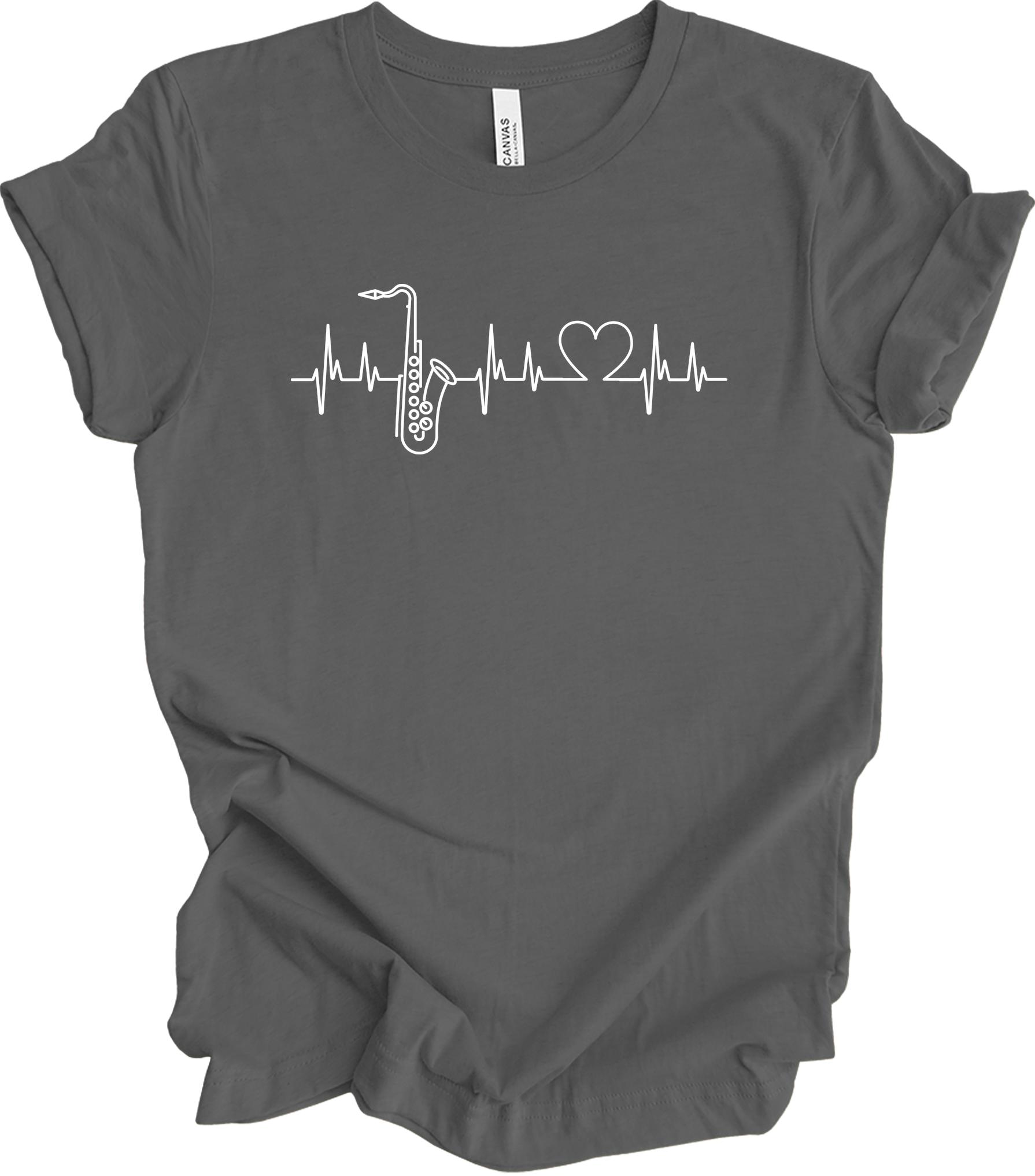 Saxophone Heartbeat T-Shirt in Asphalt