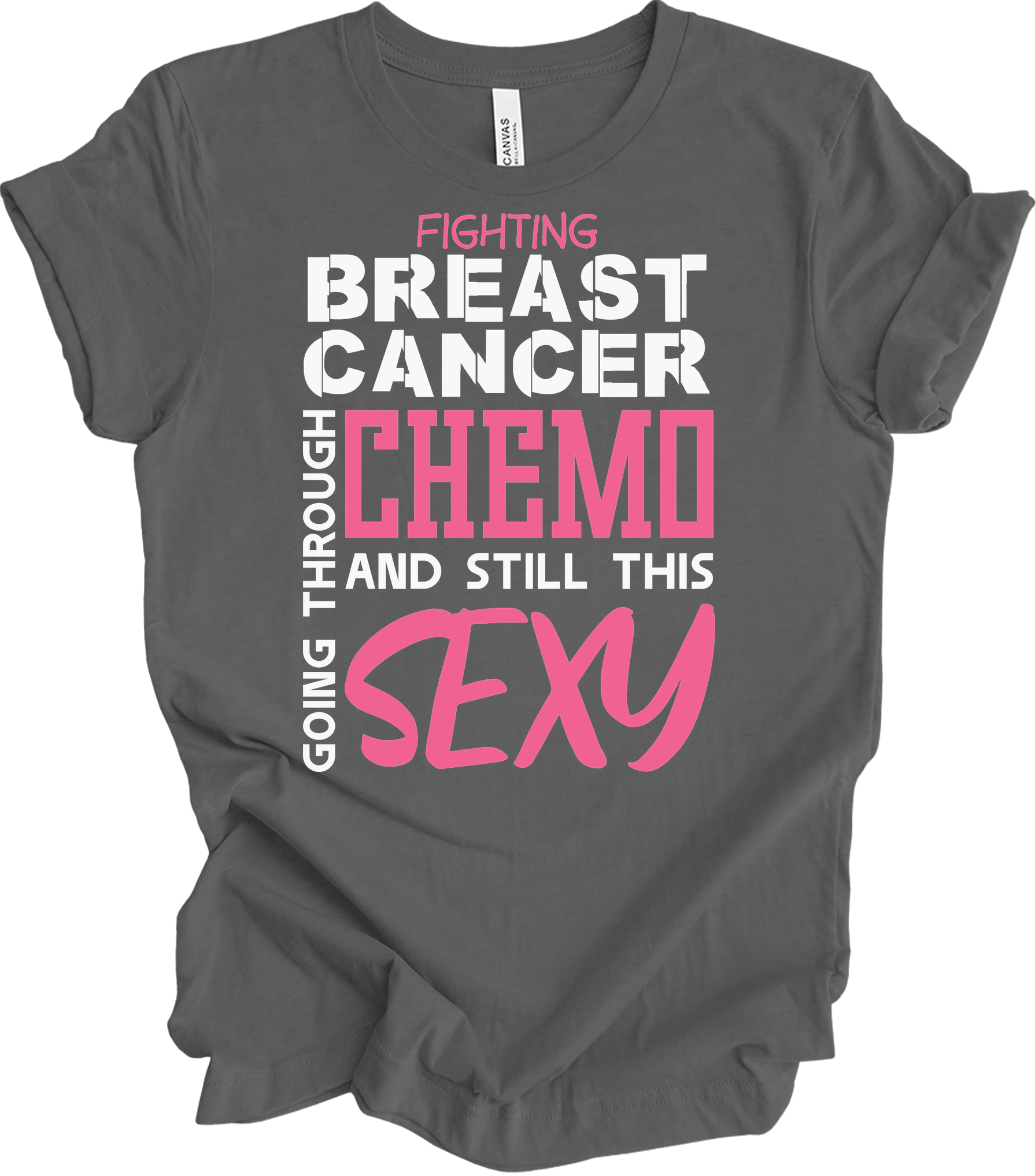 Breast Cancer Chemo Sexy T-Shirt in Asphalt