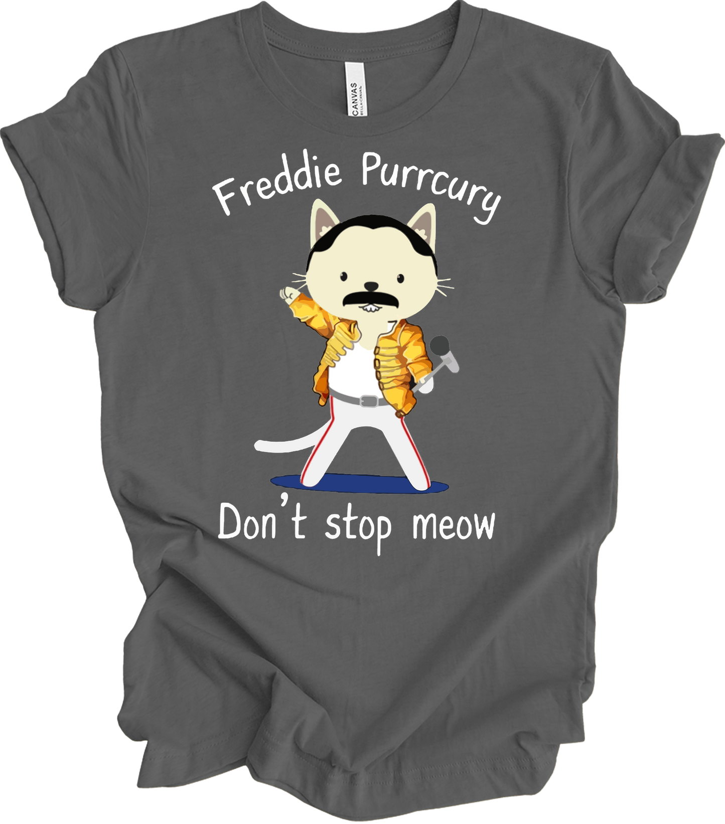 Freddie Purrcury Don't Stop Meow T-Shirt in Asphalt