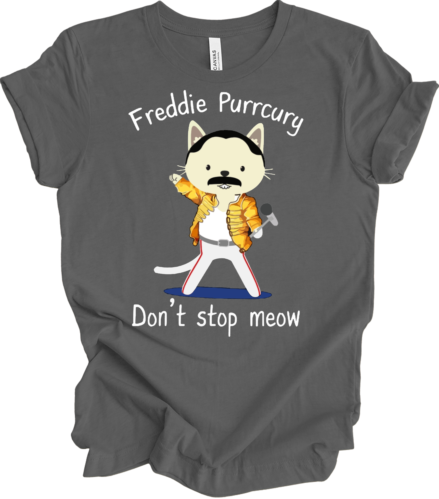Freddie Purrcury Don't Stop Meow T-Shirt in Asphalt