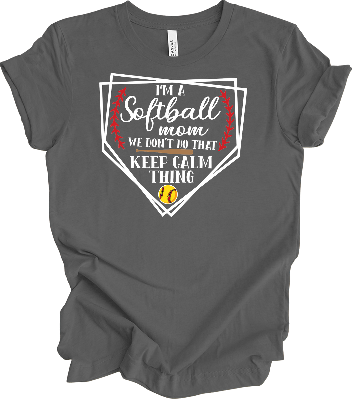 Softball Mom - Cute Sports Mom Gift Design T-Shirt in Asphalt