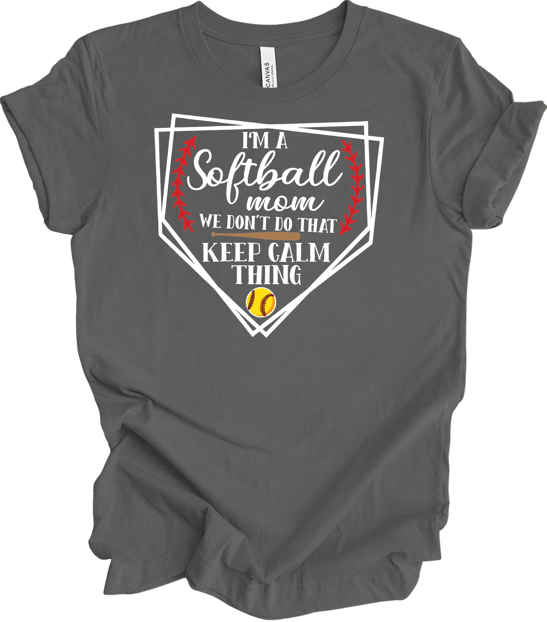Softball Mom - Cute Sports Mom Gift Design T-Shirt in Asphalt