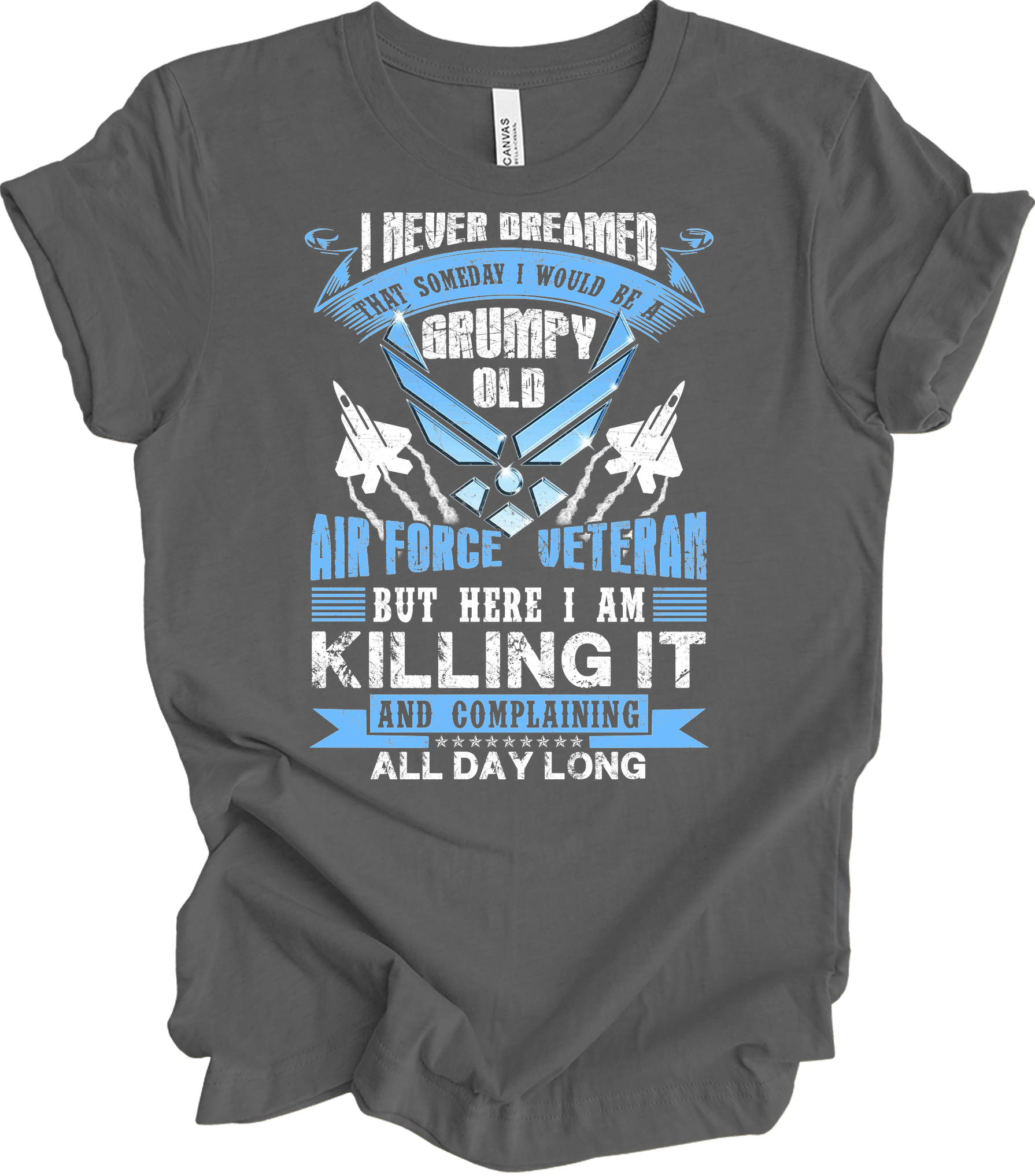 Grumpy Air Force Veteran T-Shirt in Asphalt