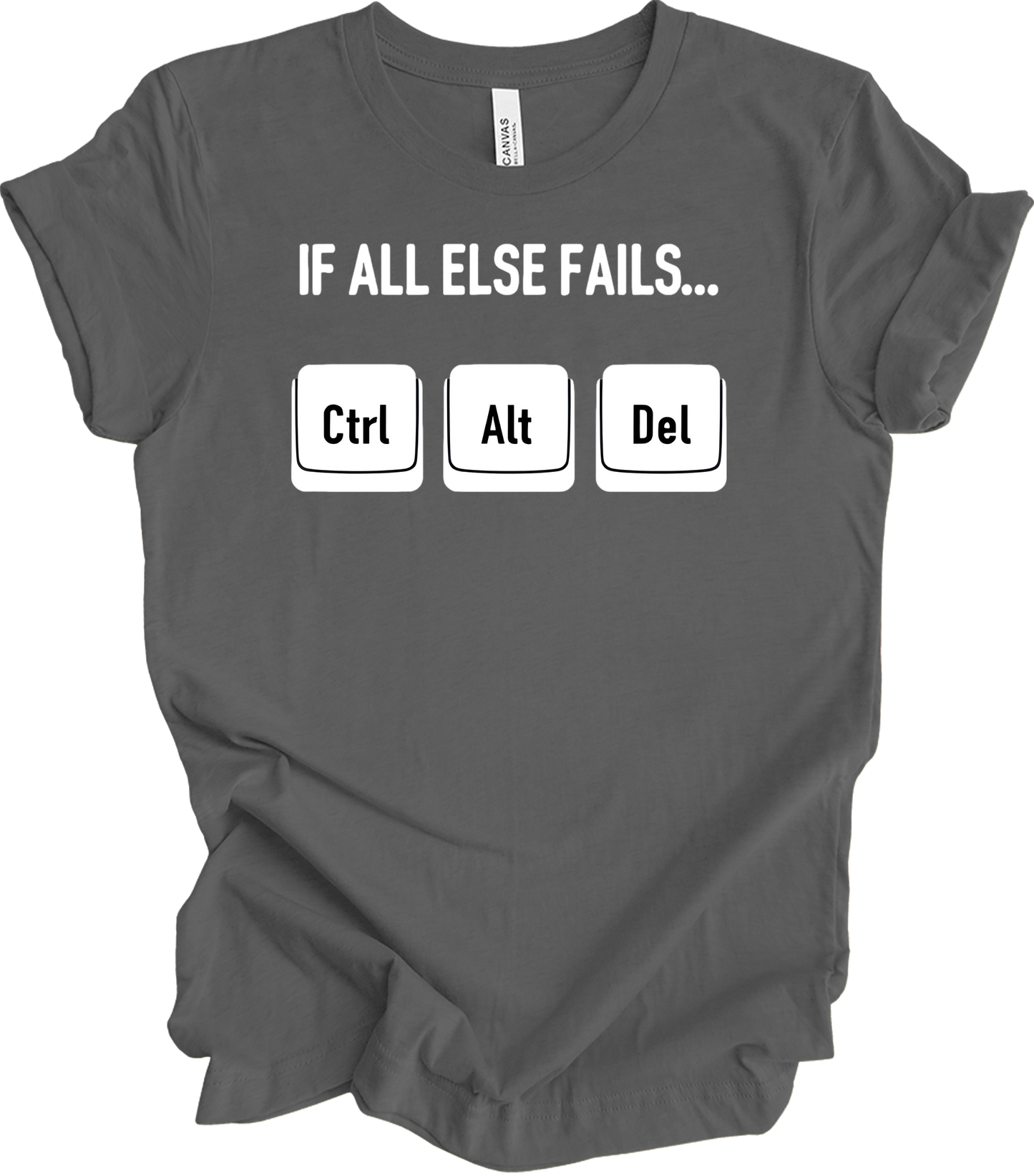 Ctrl Alt Del Funny Tech T-Shirt in Asphalt