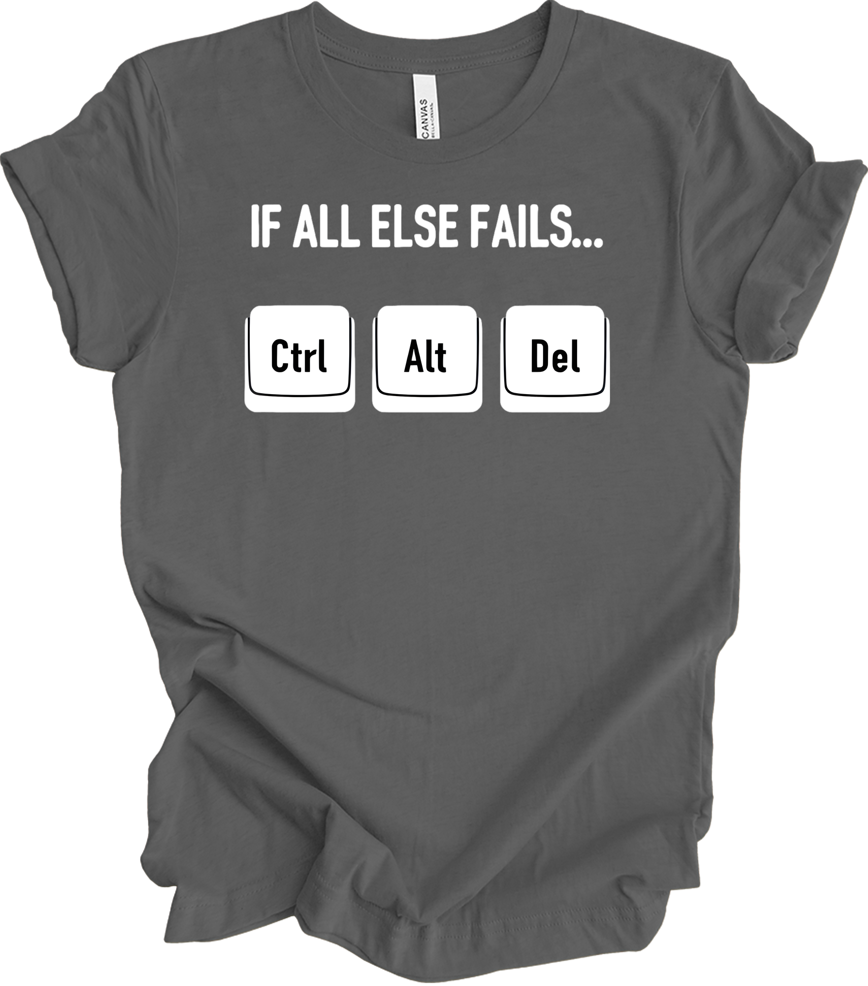 Ctrl Alt Del Funny Tech T-Shirt in Asphalt