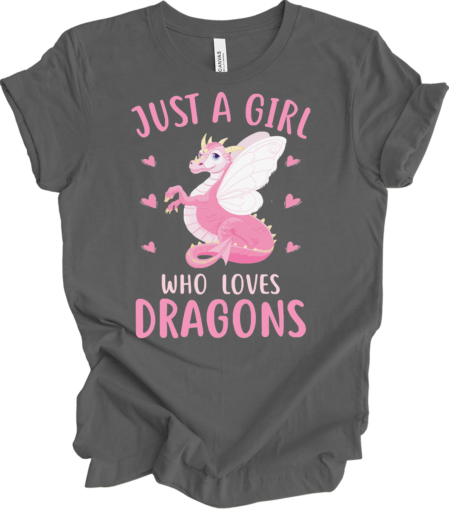 Just A Girl Who Loves Dragons T-Shirt in Asphalt