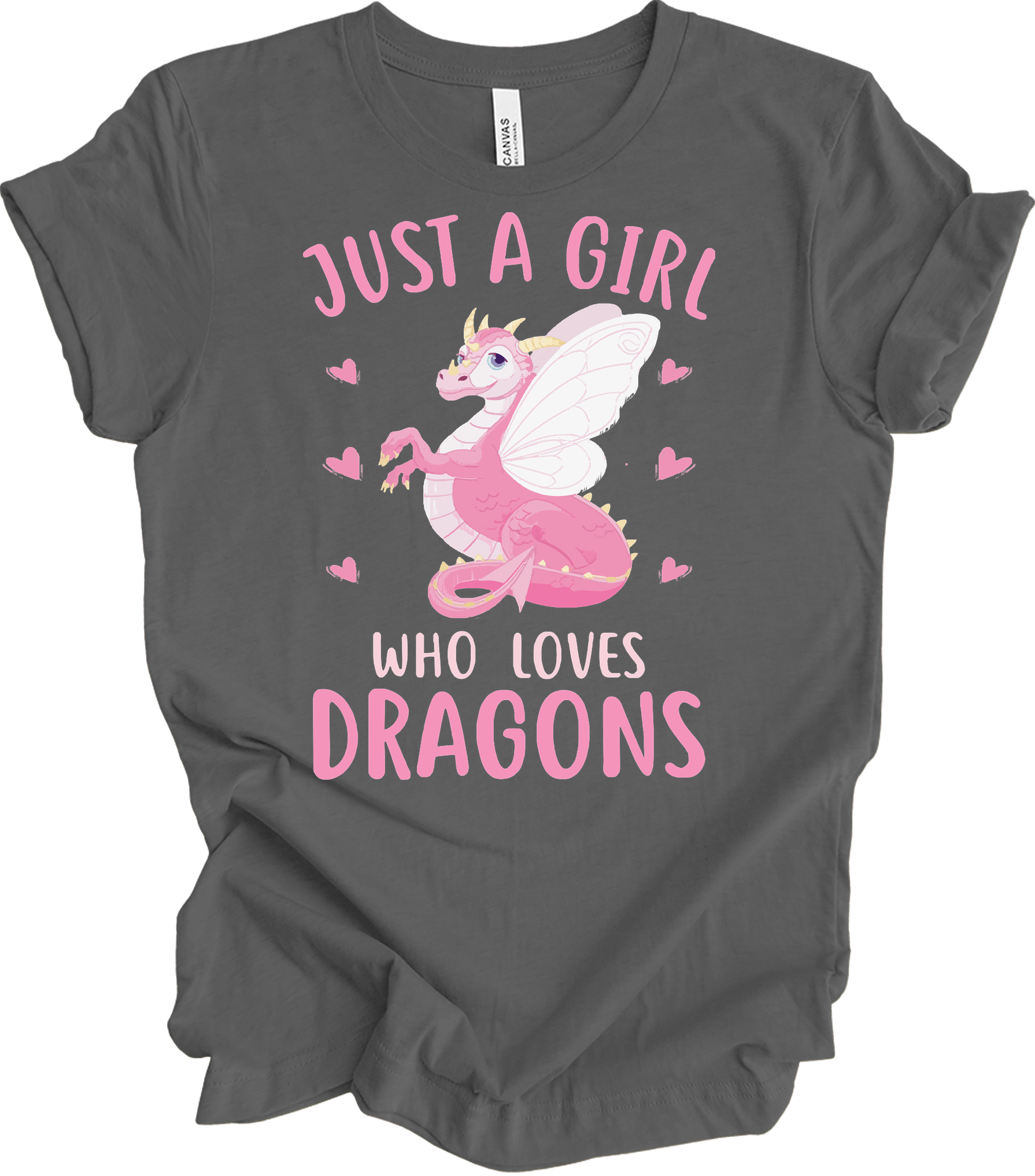 Just A Girl Who Loves Dragons T-Shirt in Asphalt