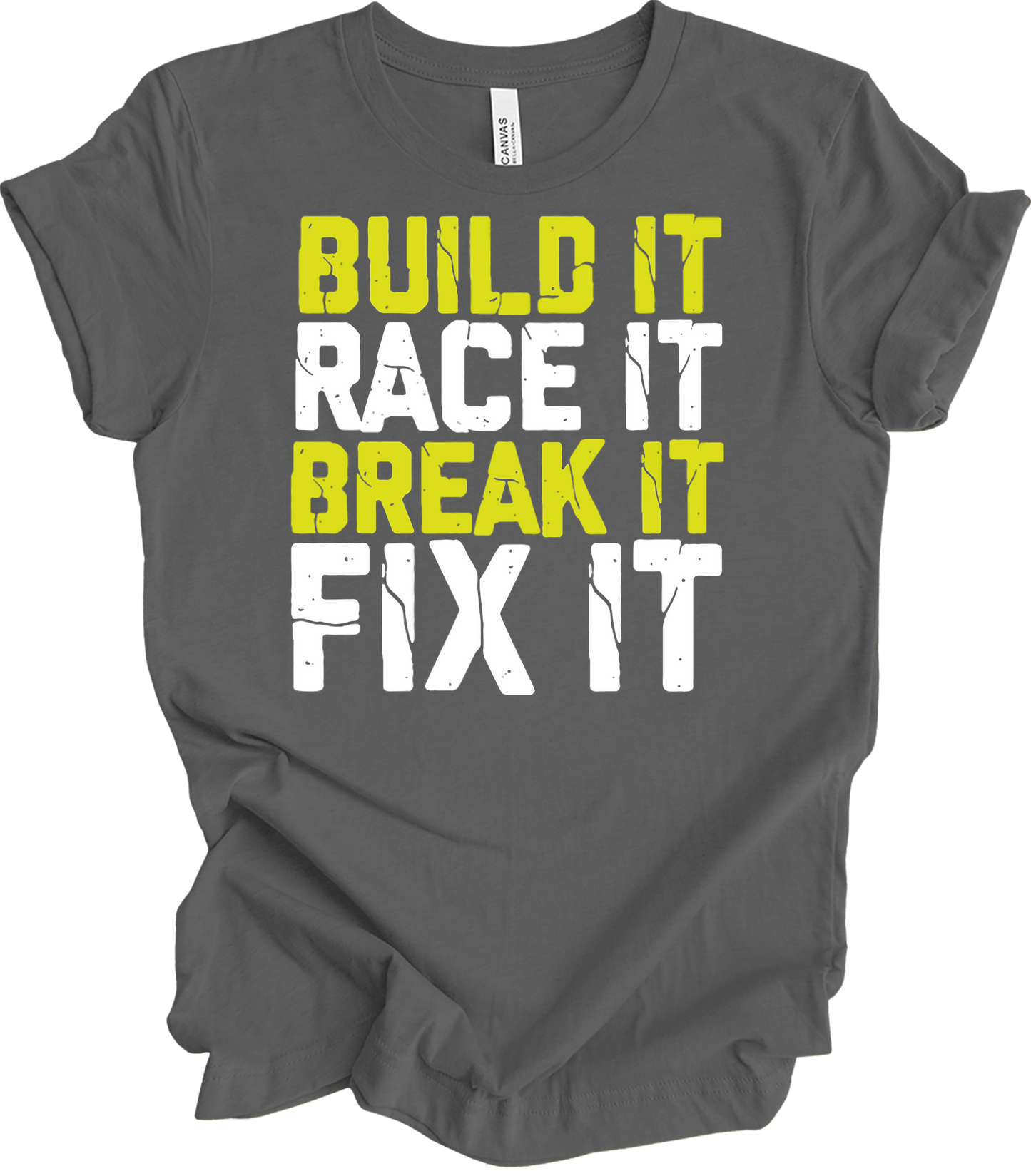 Build Race Break Fix - Funny RC Car & Mechanic T-Shirt in Asphalt