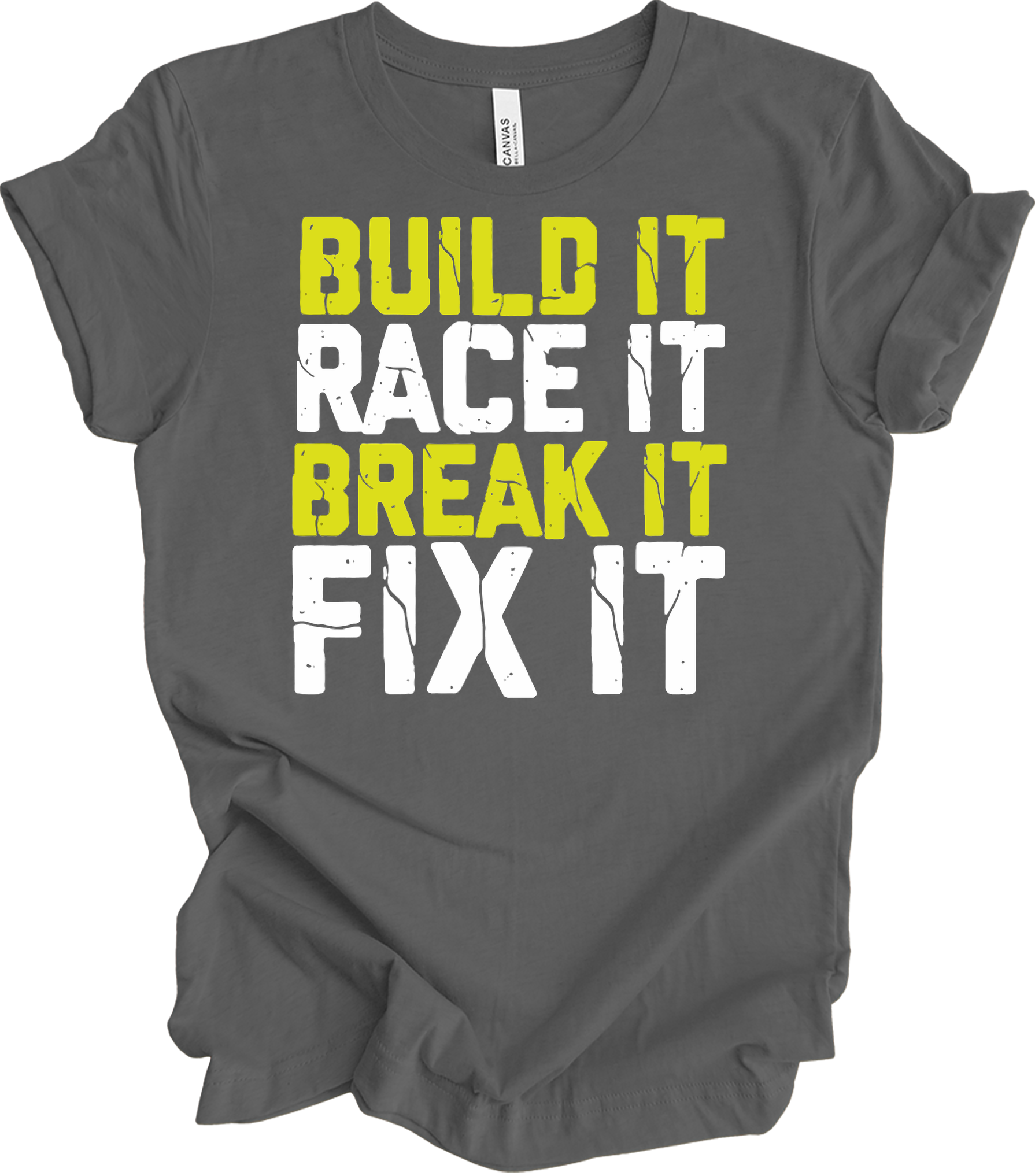Build Race Break Fix - Funny RC Car & Mechanic T-Shirt in Asphalt