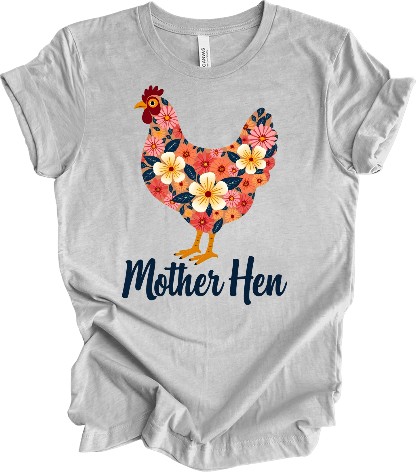 Floral Chicken - Mother Hen T-Shirt in Athletic Heather