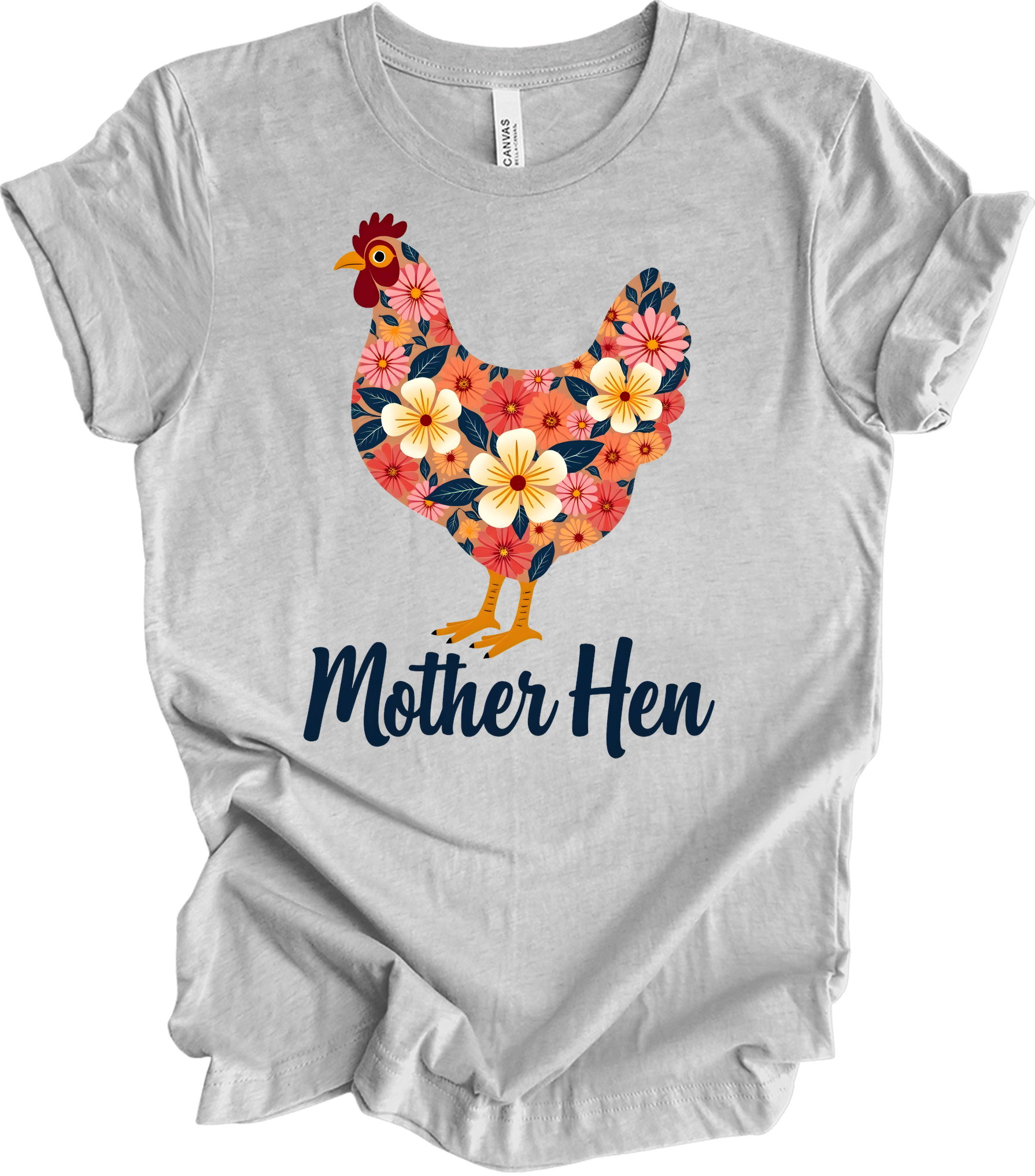 Floral Chicken - Mother Hen T-Shirt in Athletic Heather