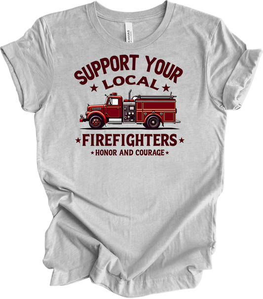 Support Local Firefighters T-Shirt in Athletic Heather