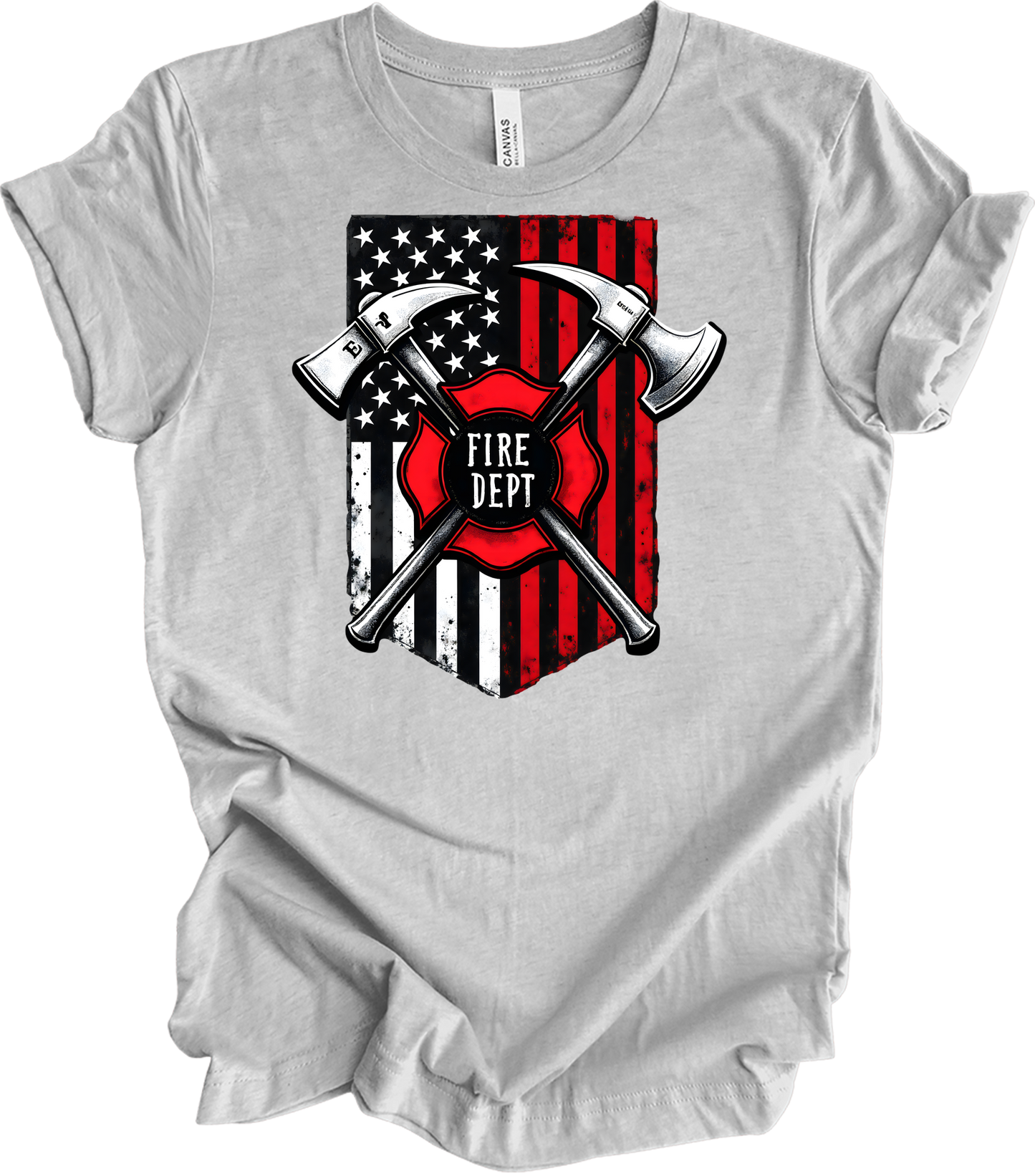 Firefighter Axe Flag T-Shirt in Athletic Heather