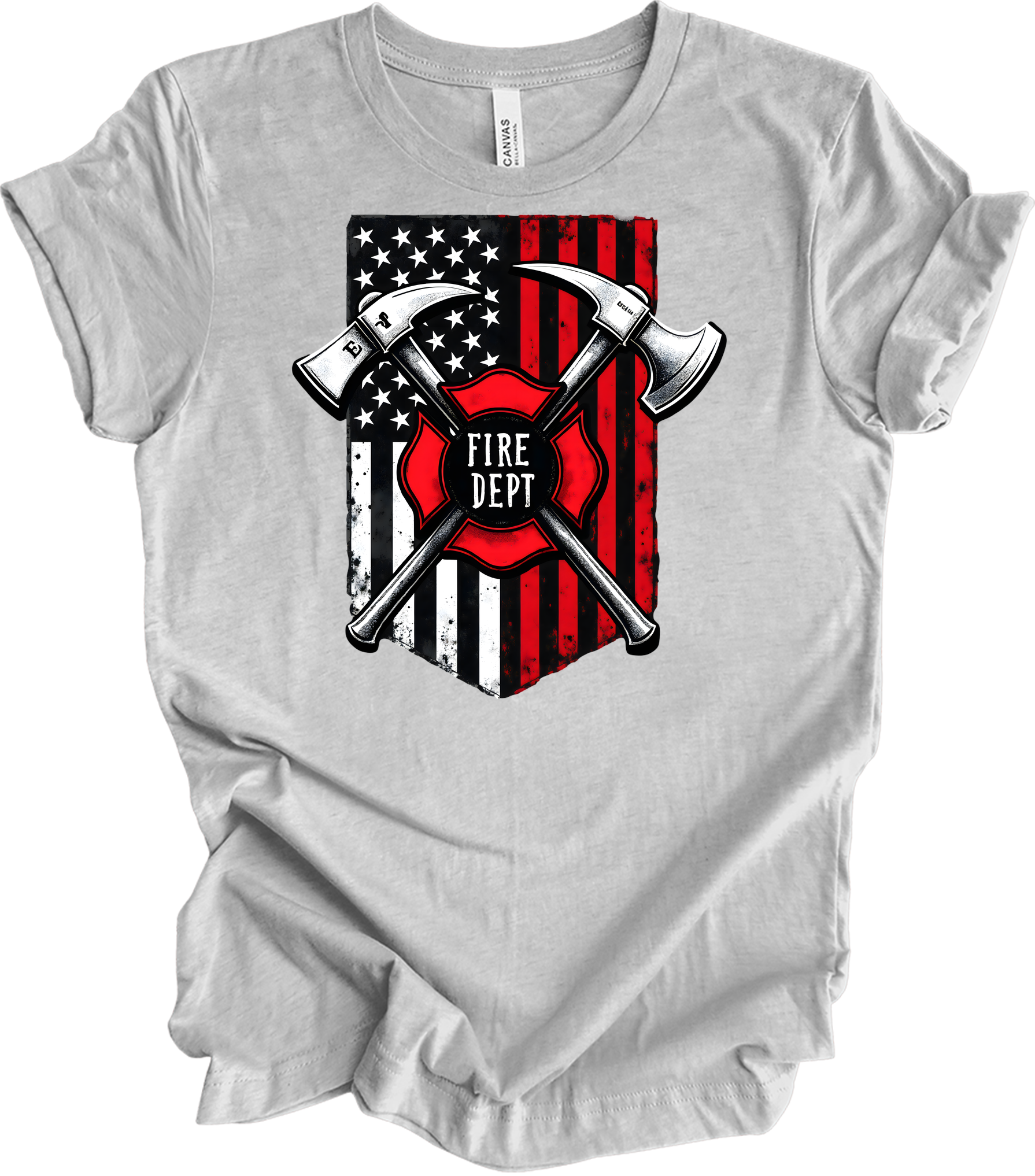 Firefighter Axe Flag T-Shirt in Athletic Heather
