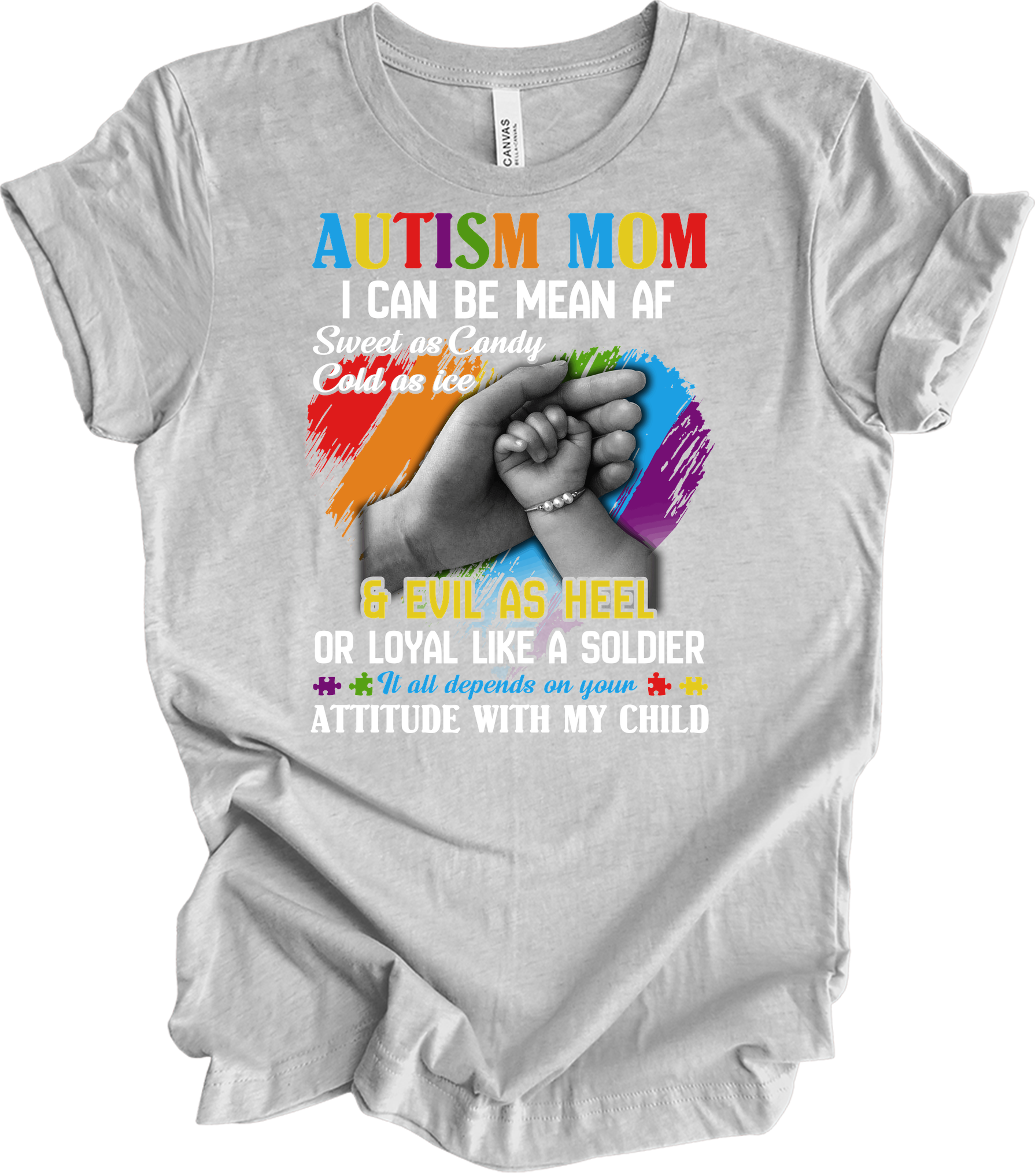 Autism Mom - Autism Awareness Puzzle Heart T-Shirt in Athletic Heather