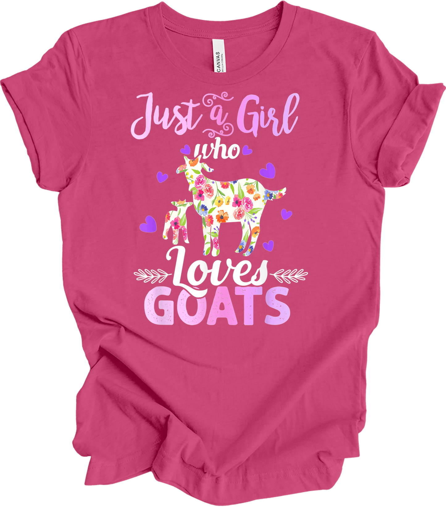 Just a Girl Who Loves Goats T-Shirt in Berry