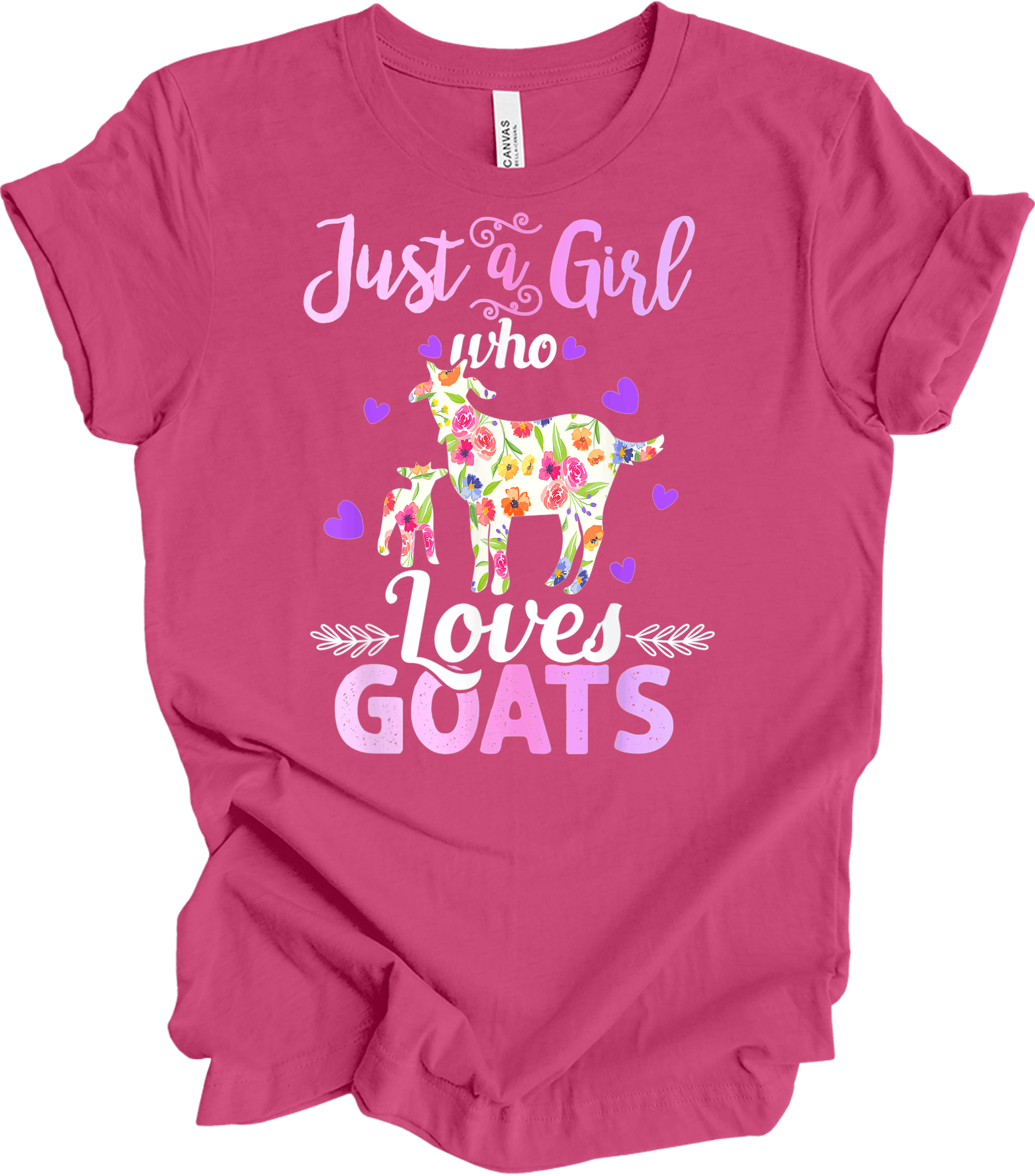 Just a Girl Who Loves Goats T-Shirt in Berry