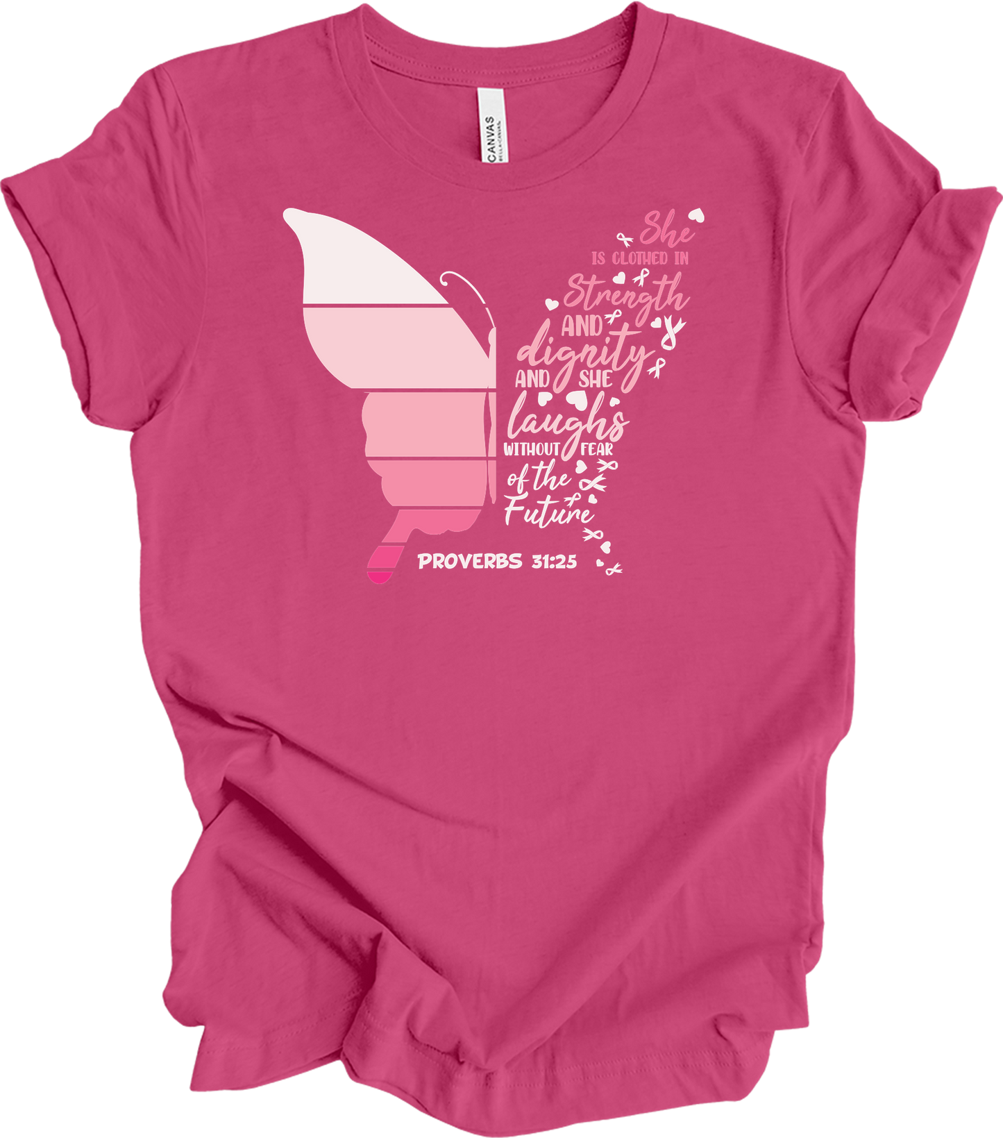Butterfly Breast Cancer T-Shirt in Berry