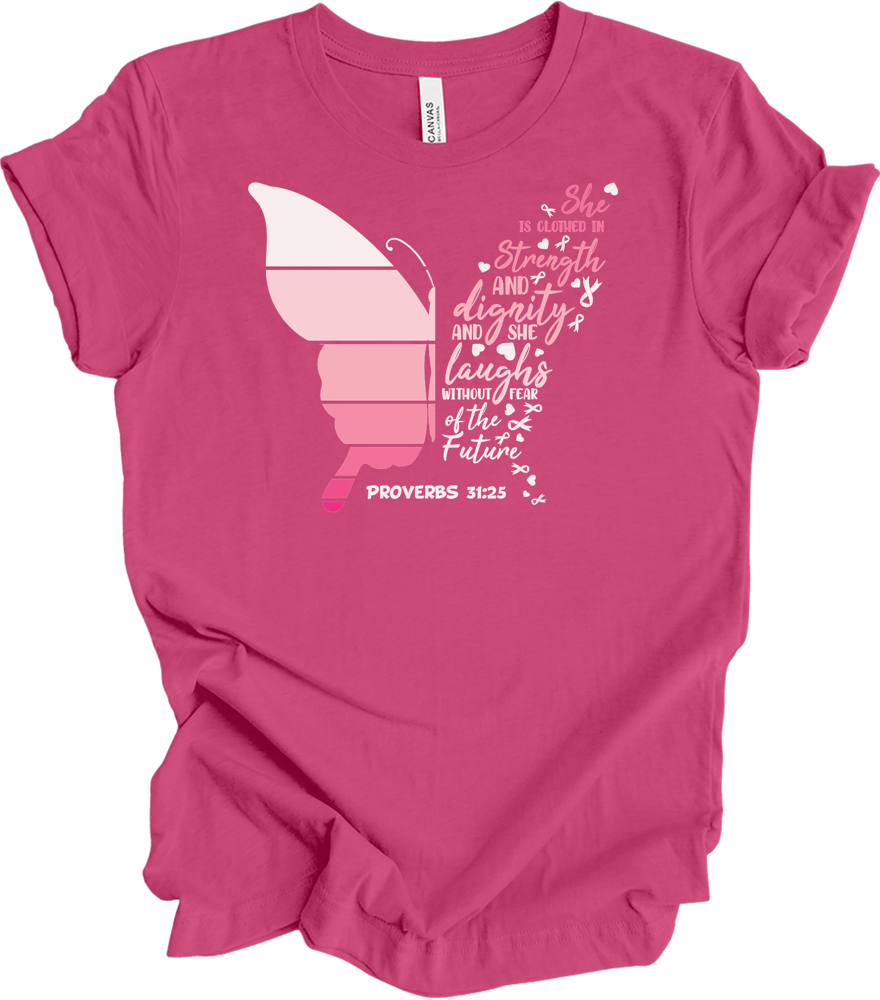 Butterfly Breast Cancer T-Shirt in Berry