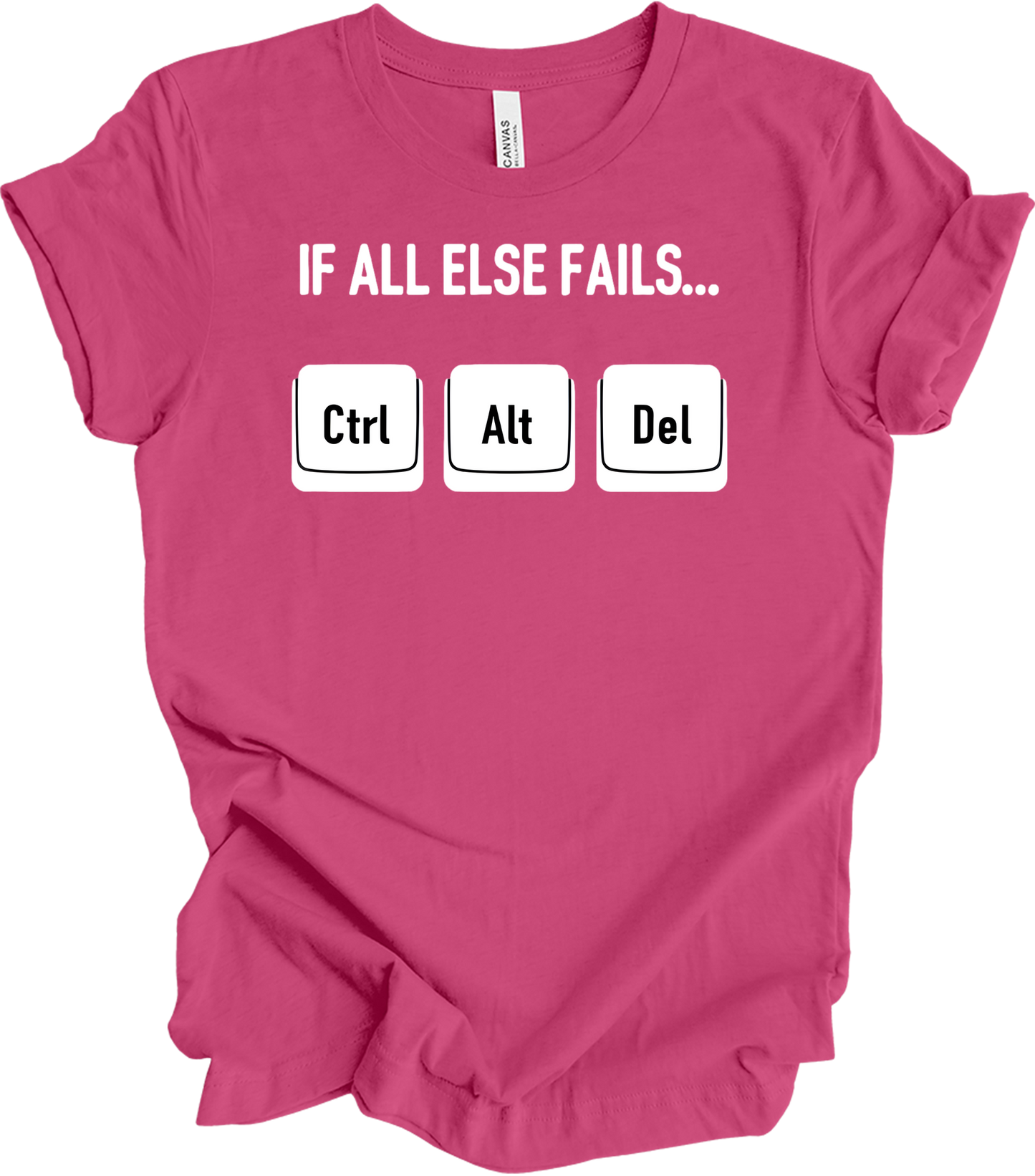 Ctrl Alt Del Funny Tech T-Shirt in Berry