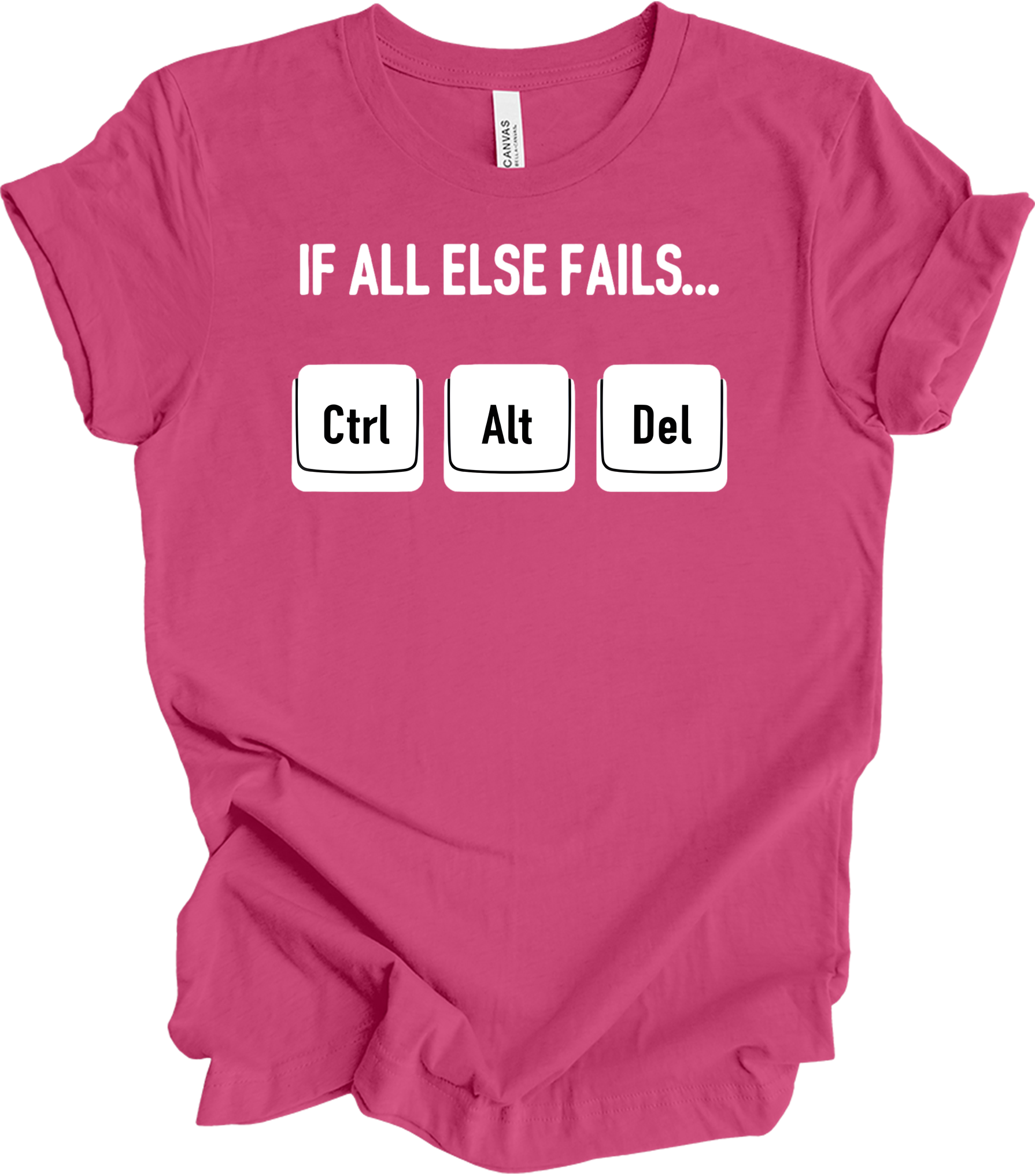 Ctrl Alt Del Funny Tech T-Shirt in Berry