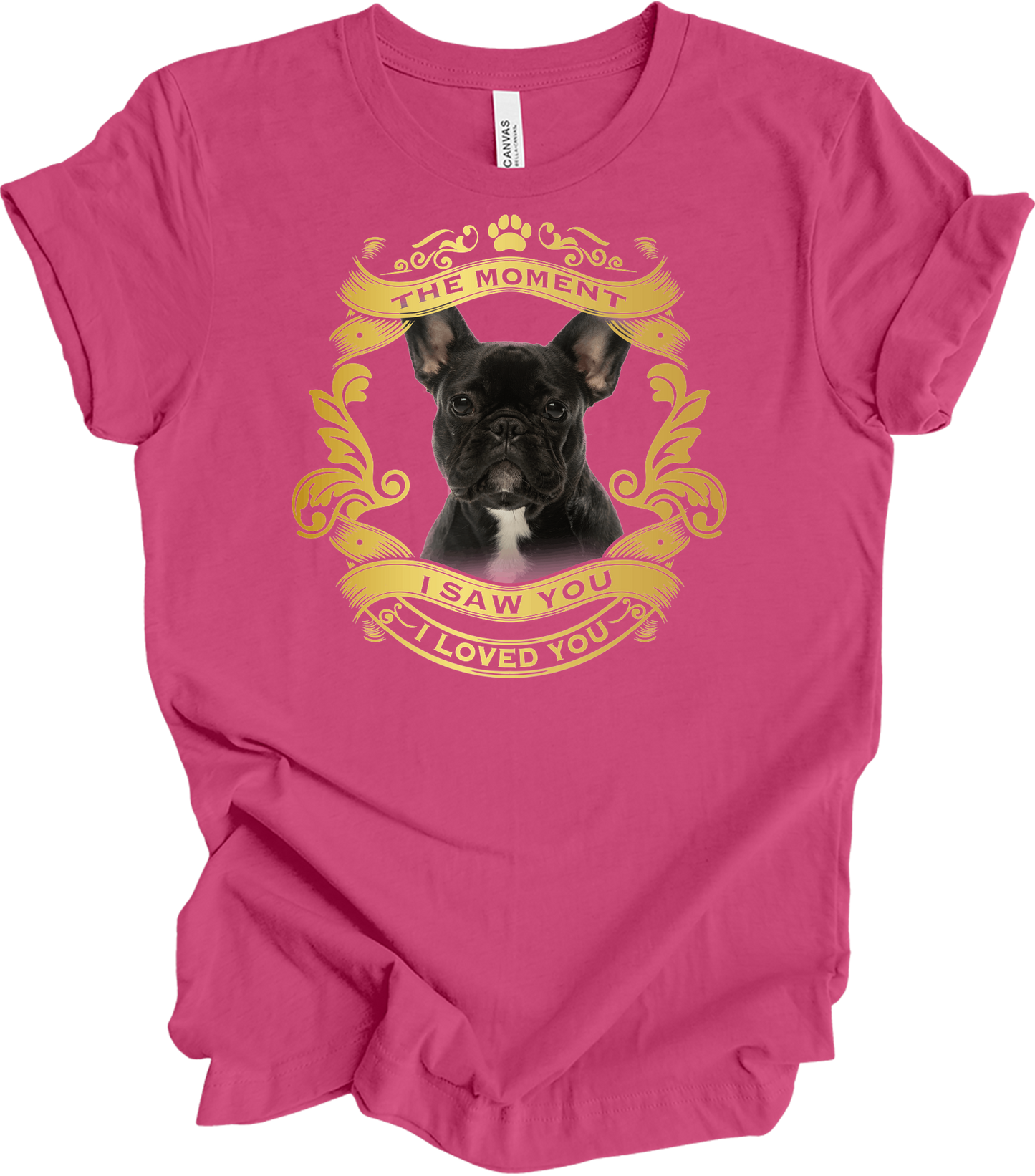 French Bulldog 'Love' T-Shirt in Berry