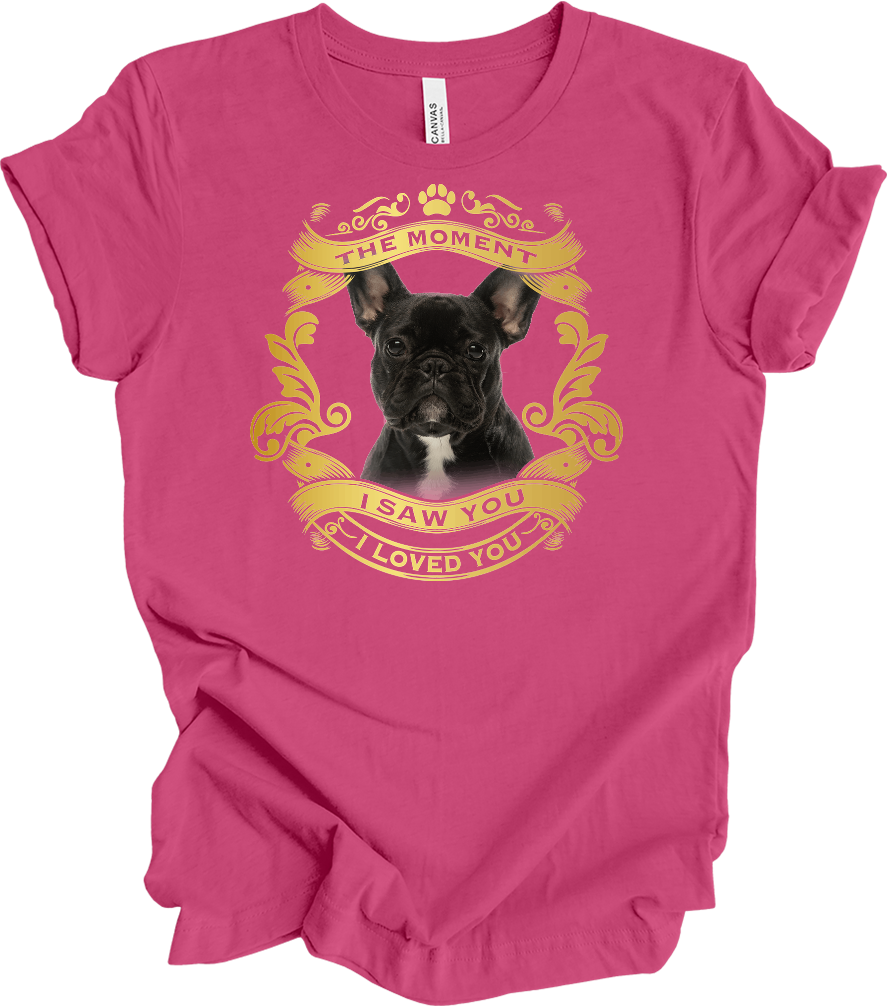 French Bulldog 'Love' T-Shirt in Berry