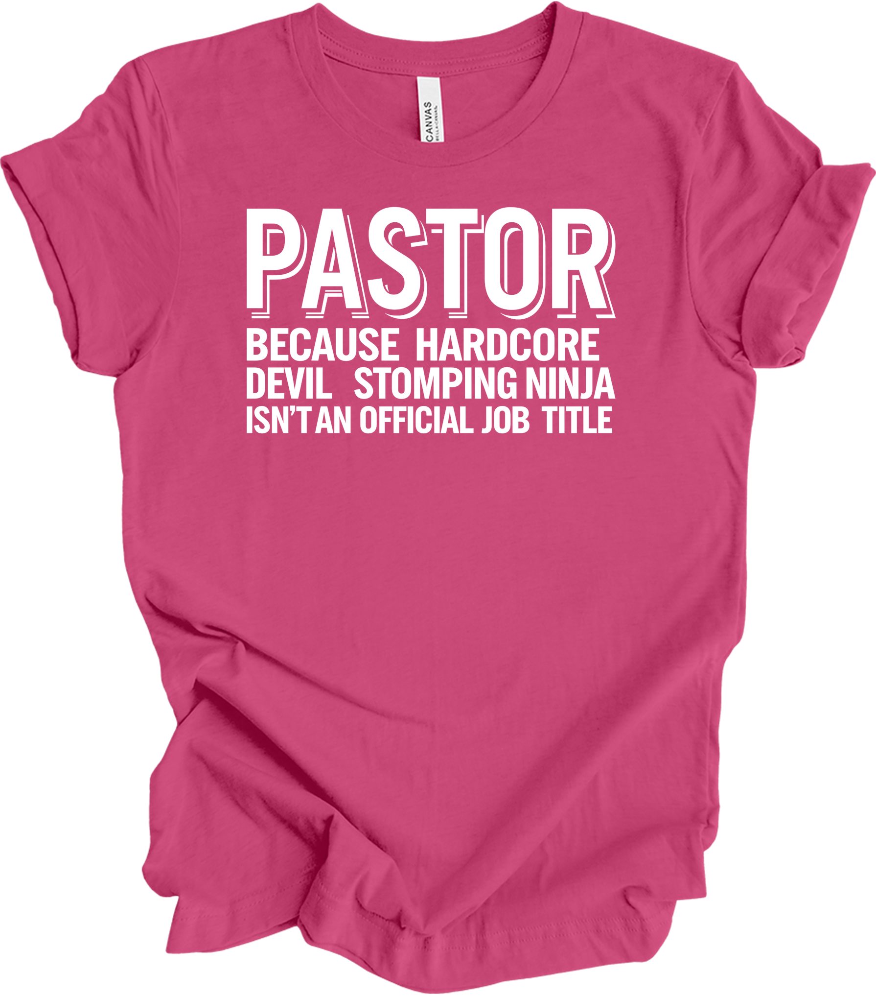 Pastor Typography Humor T-Shirt in Berry