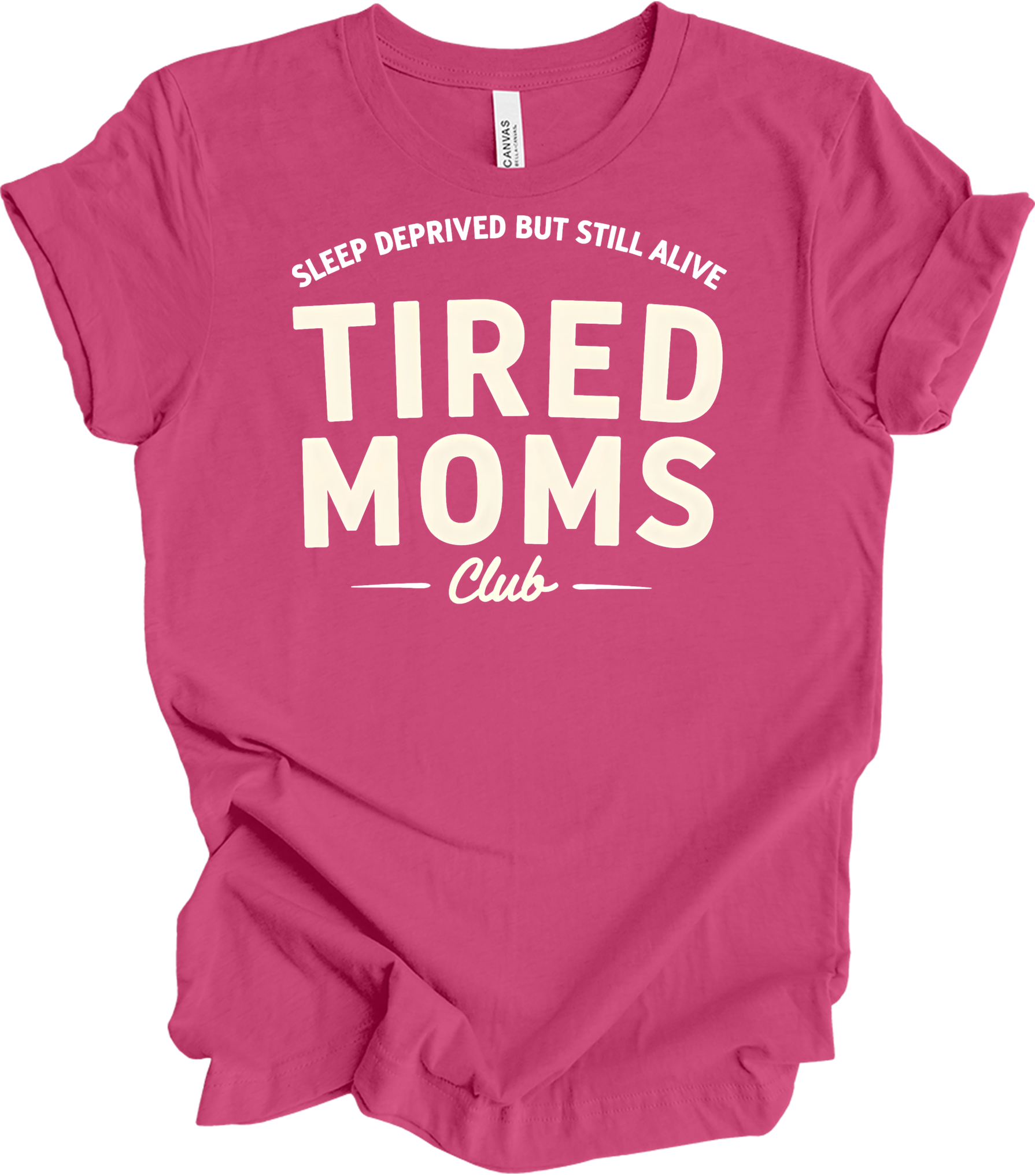 Tired Moms Club - Funny Mom T-Shirt in Berry