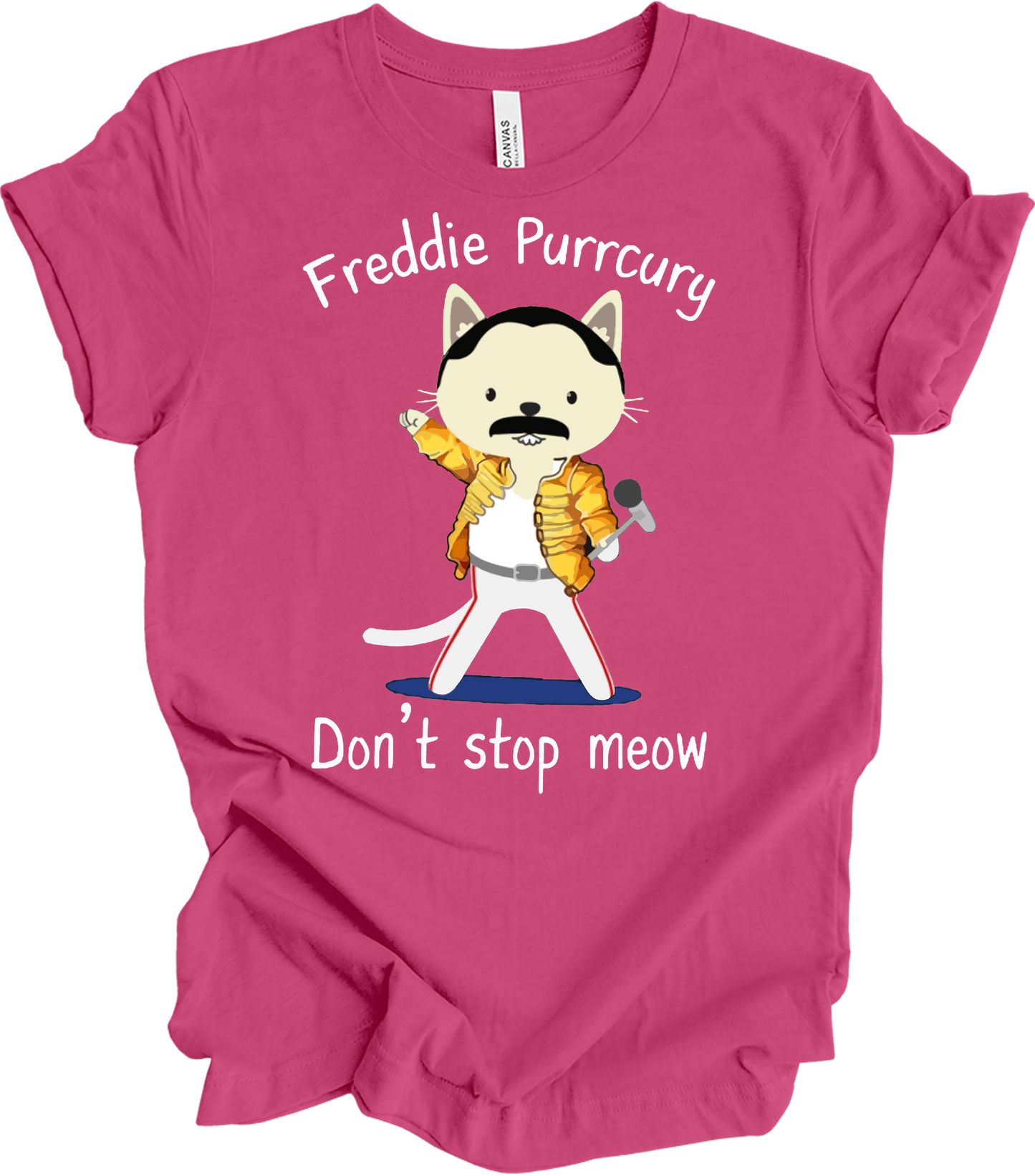 Freddie Purrcury Don't Stop Meow T-Shirt in Berry