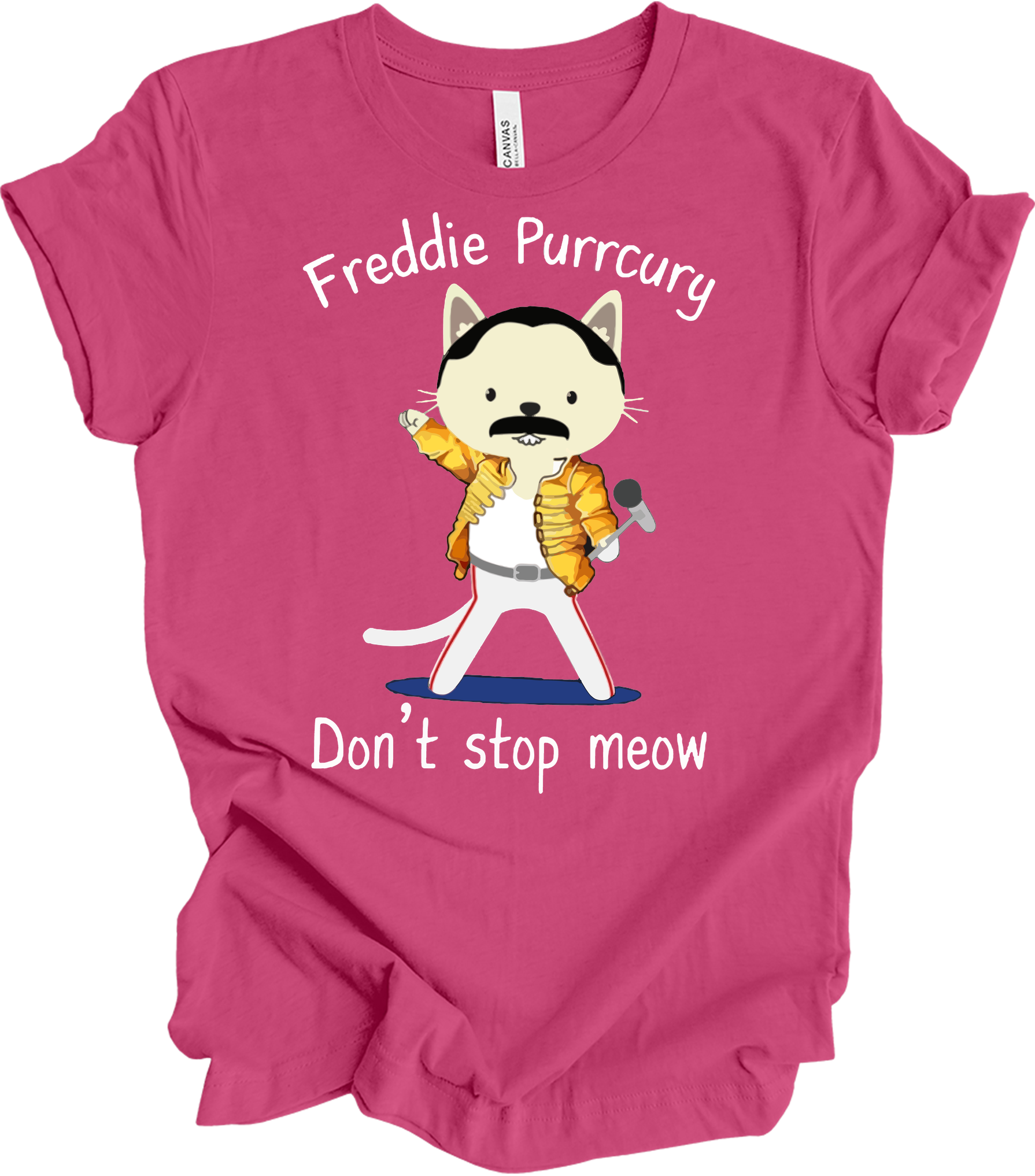 Freddie Purrcury Don't Stop Meow T-Shirt in Berry