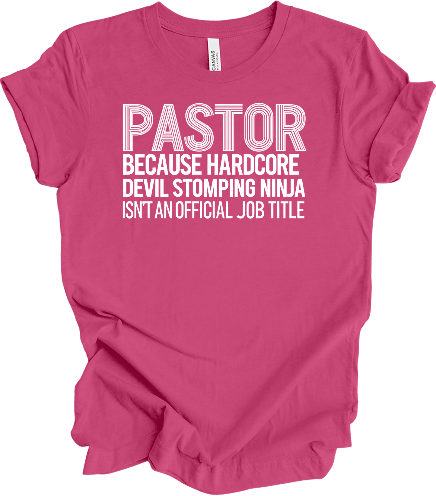 Pastor Devil Stomping Ninja T-Shirt in Berry