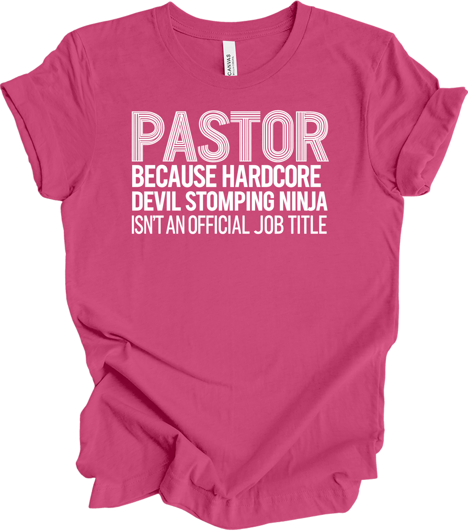 Pastor Devil Stomping Ninja T-Shirt in Berry