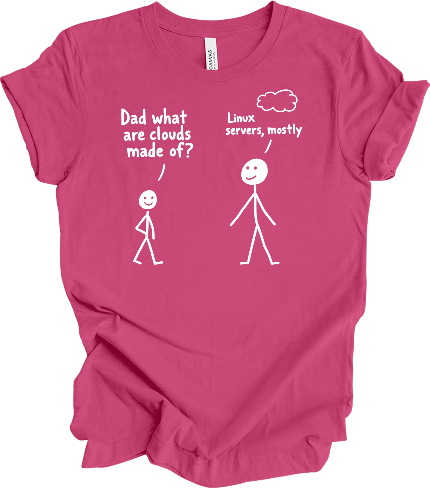 Dad What Are Clouds Made Of? Linux T-Shirt in Berry