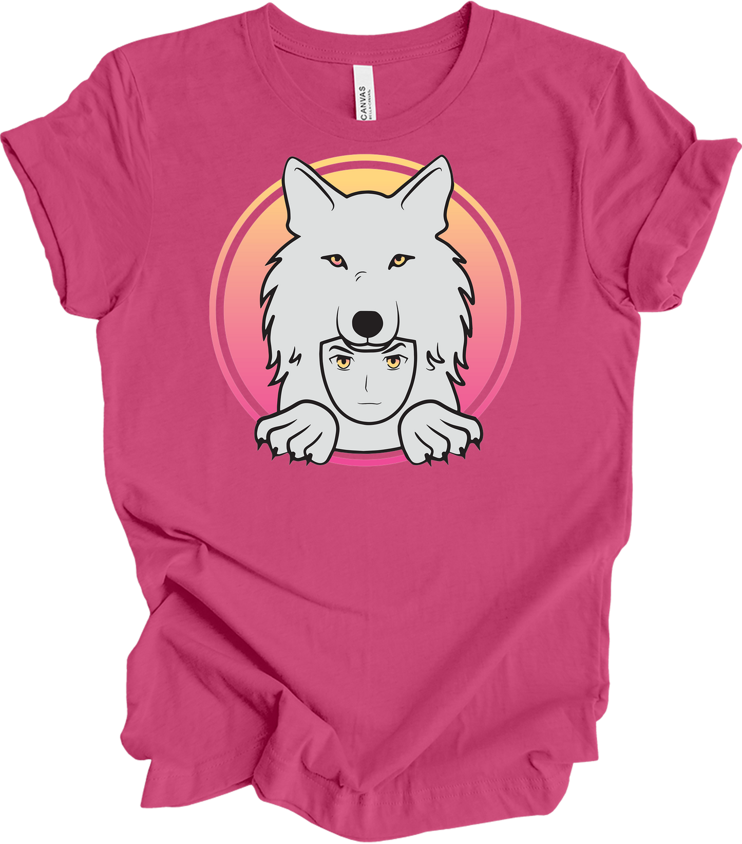 White Wolf Spirit Animal Anime - Wolf Pack T-Shirt in Berry