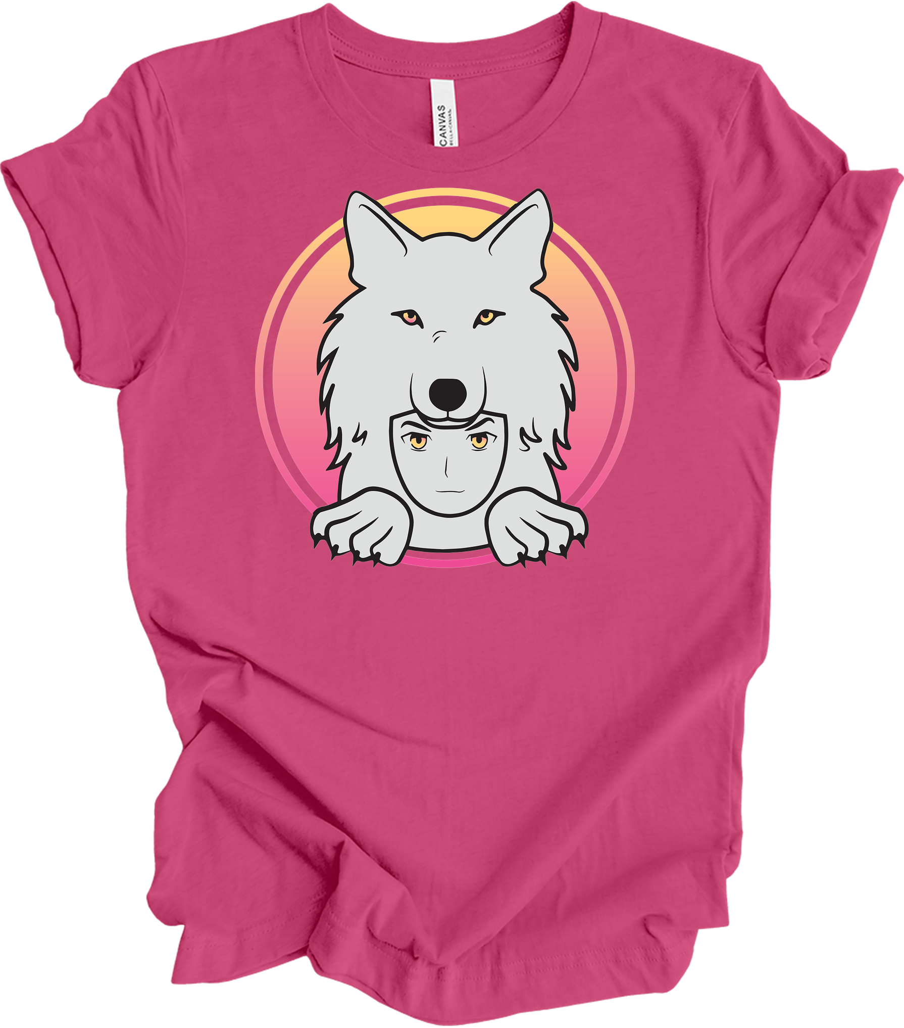 White Wolf Spirit Animal Anime - Wolf Pack T-Shirt in Berry