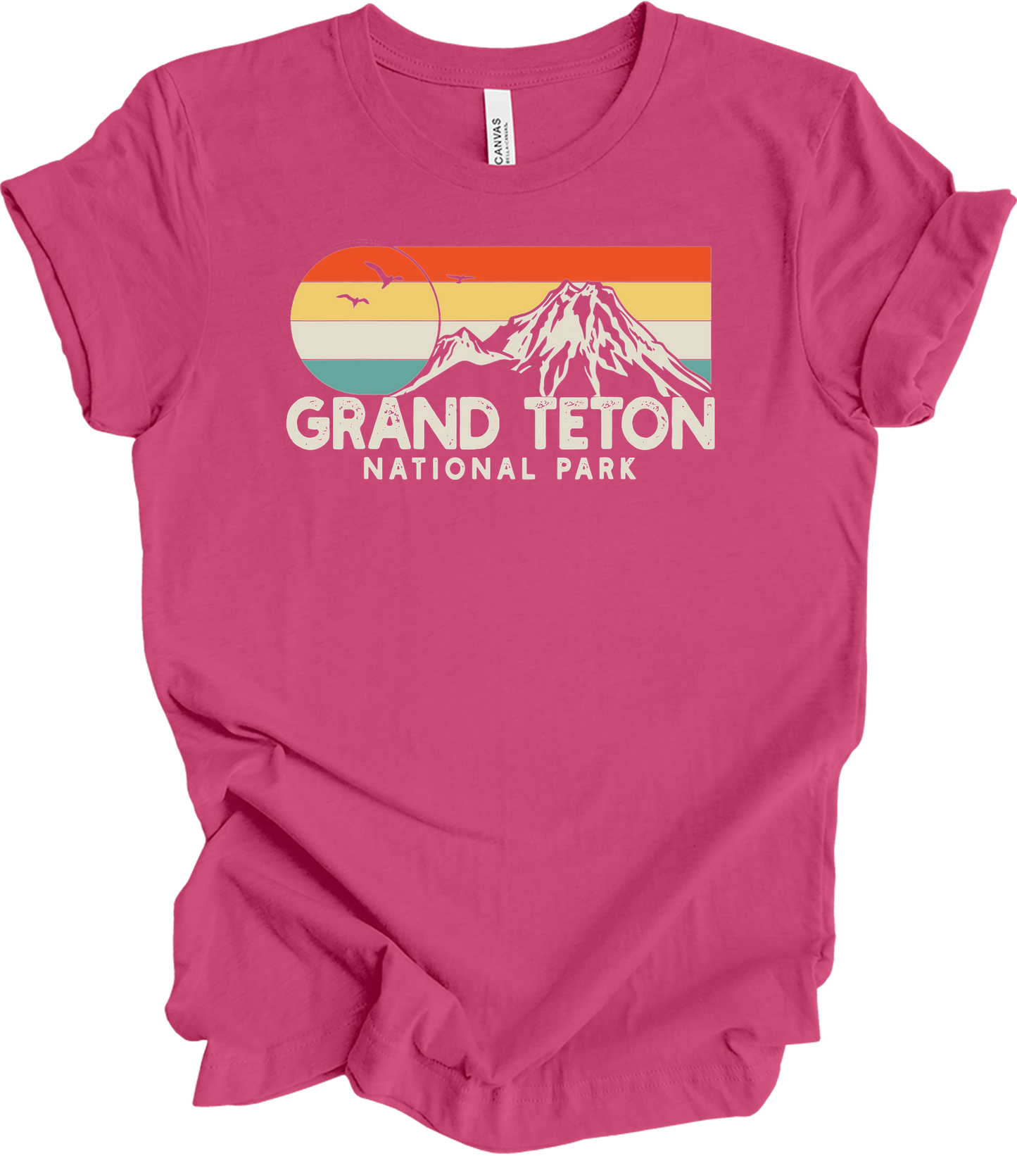 Grand Teton National Park Retro T-Shirt in Berry