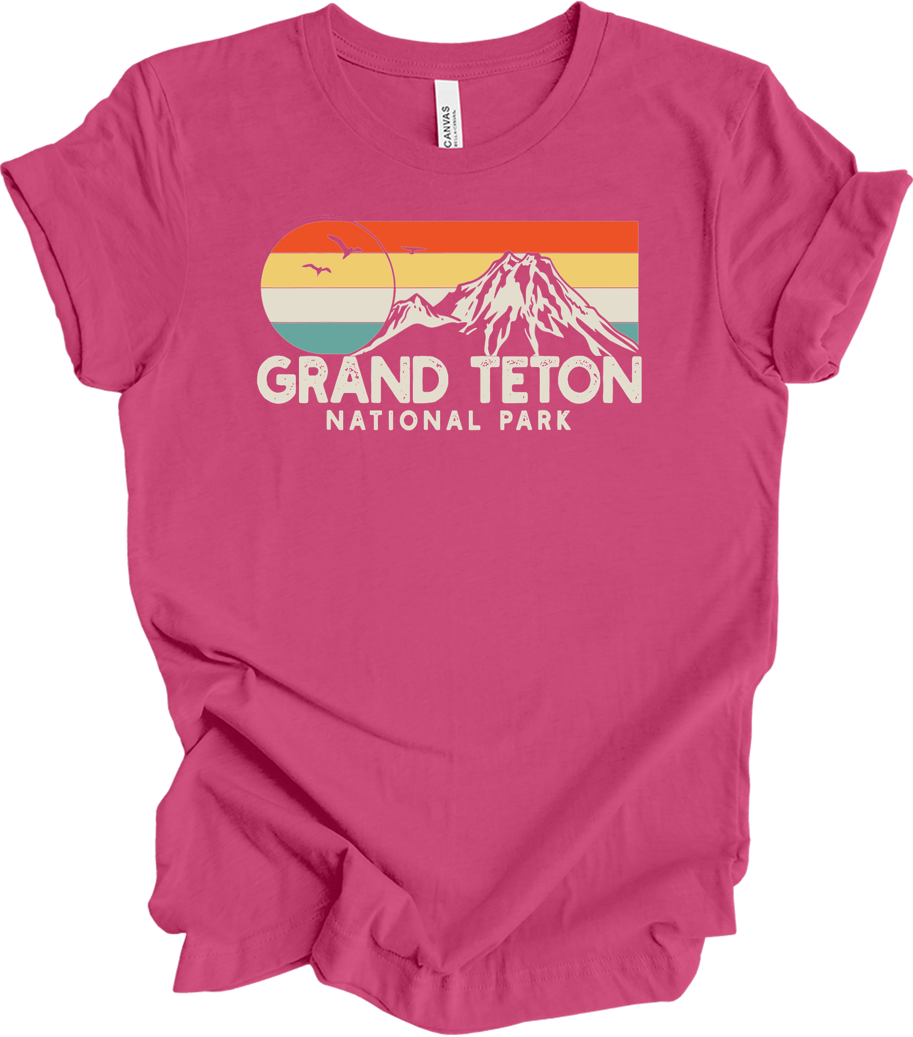 Grand Teton National Park Retro T-Shirt in Berry