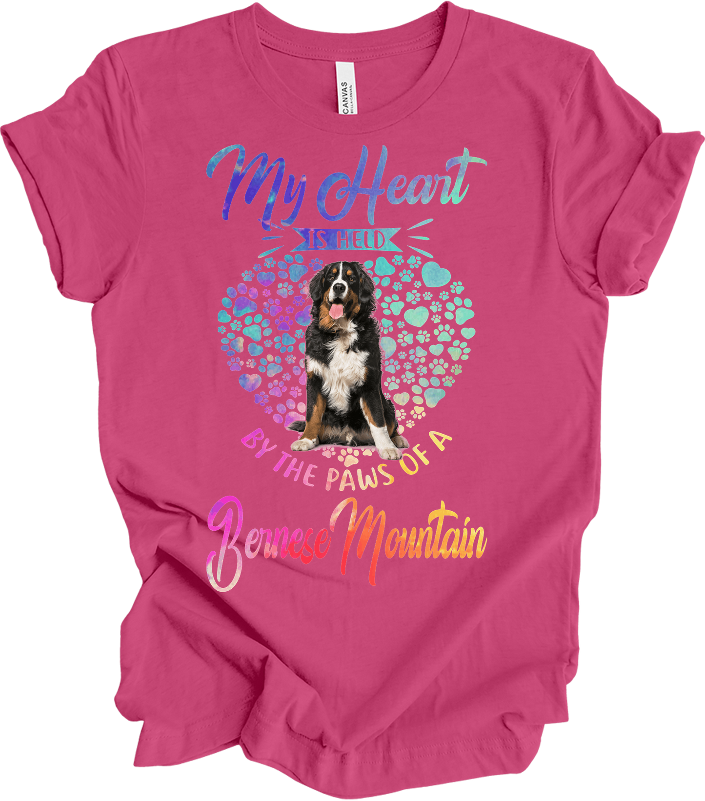 Bernese Mountain Dog Heart T-Shirt in Berry