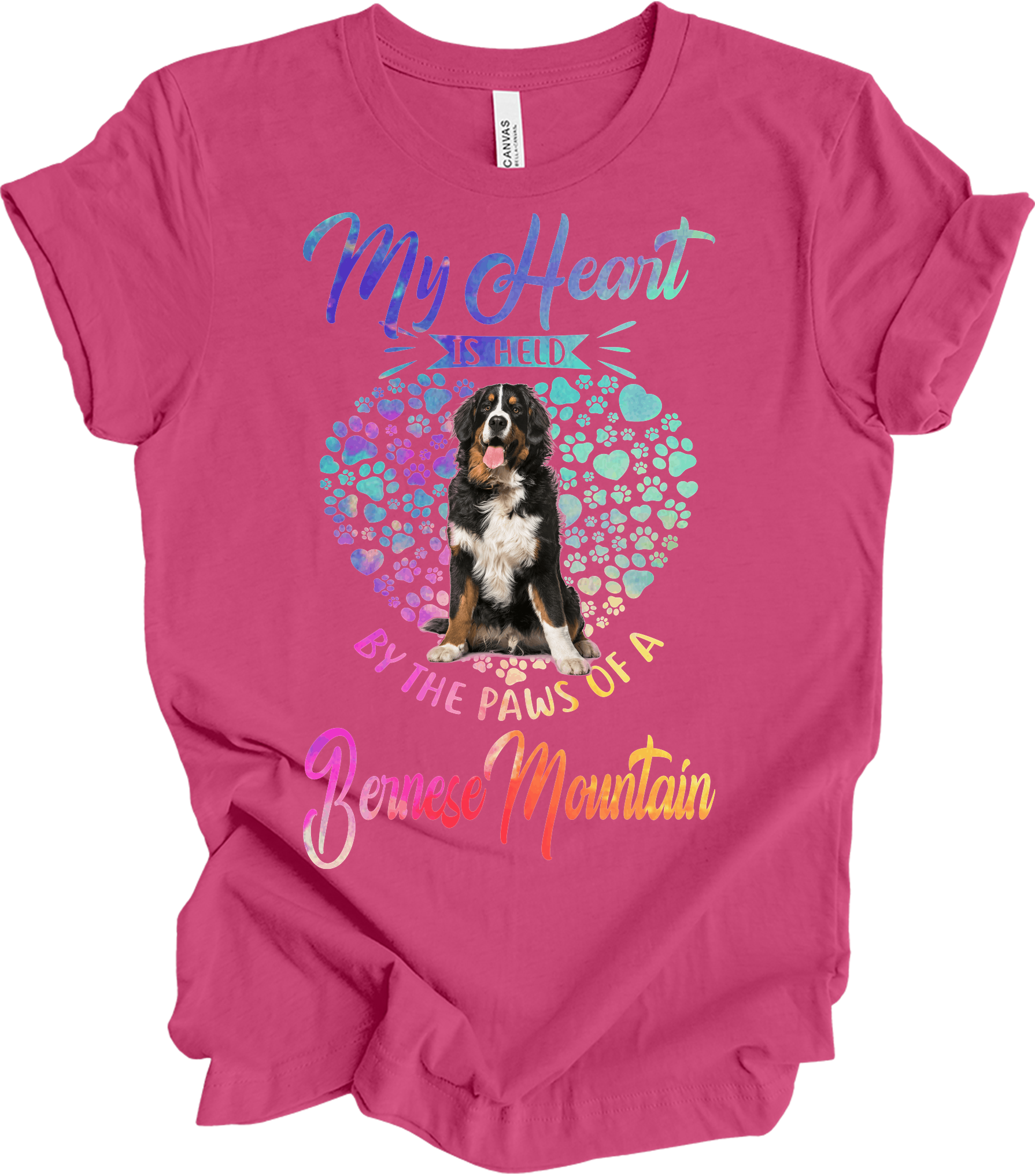 Bernese Mountain Dog Heart T-Shirt in Berry