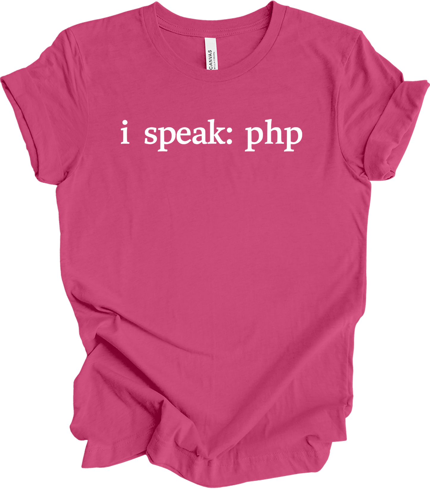I'm Speaking: PHP Developer T-Shirt in Berry