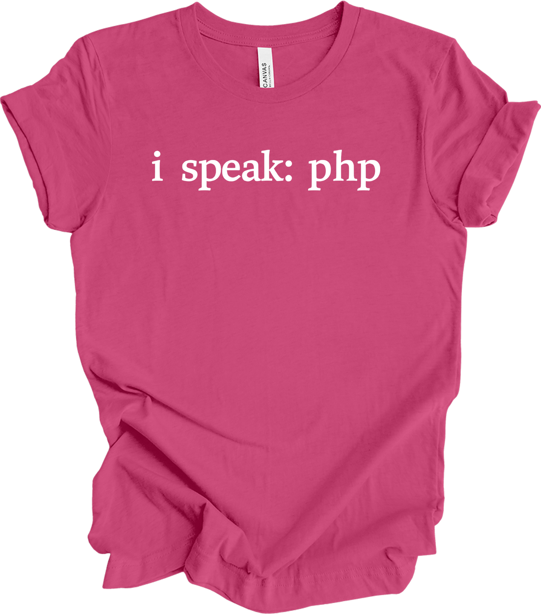 I'm Speaking: PHP Developer T-Shirt in Berry