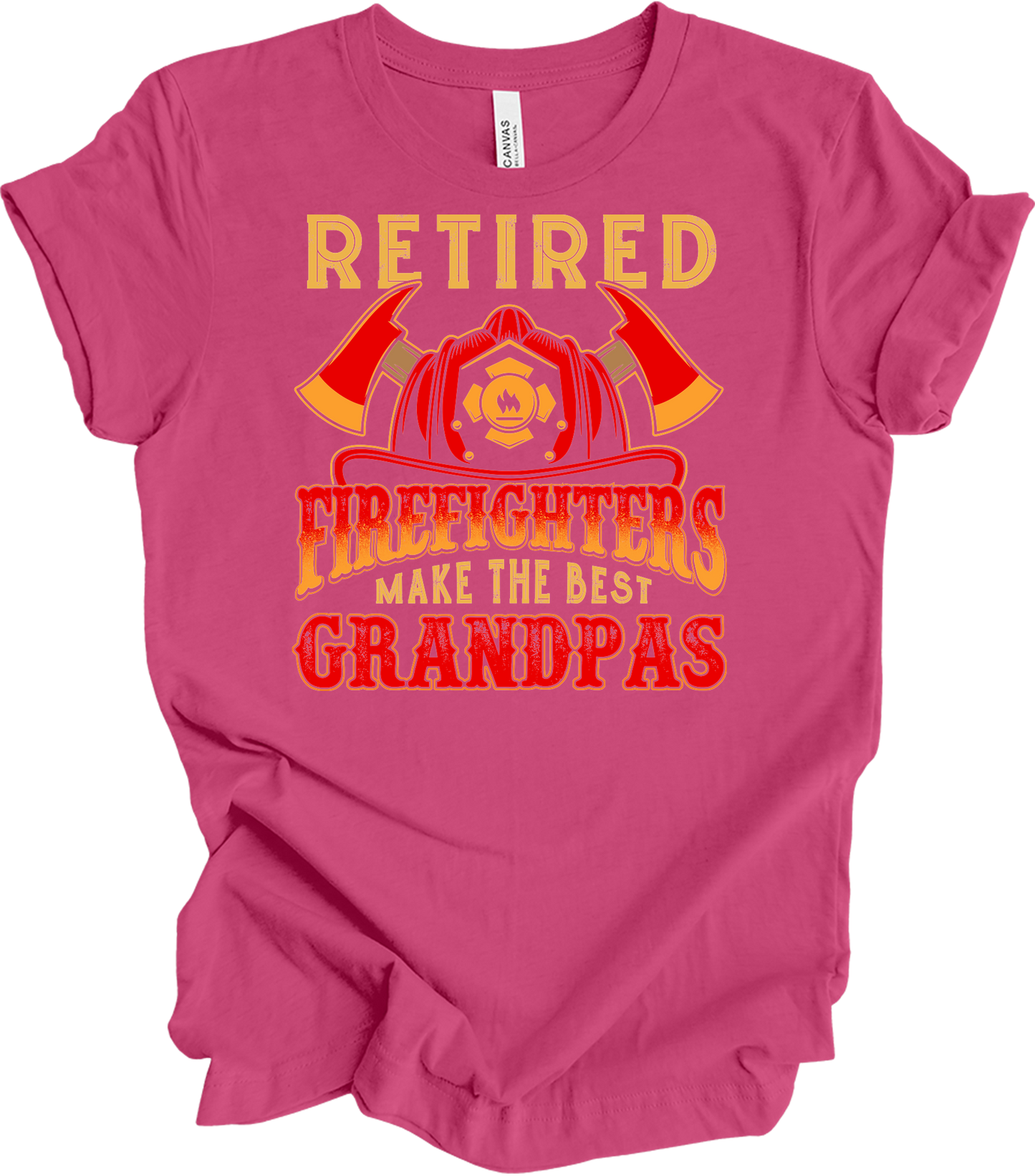 Retired Firefighter Grandpa T-Shirt in Berry