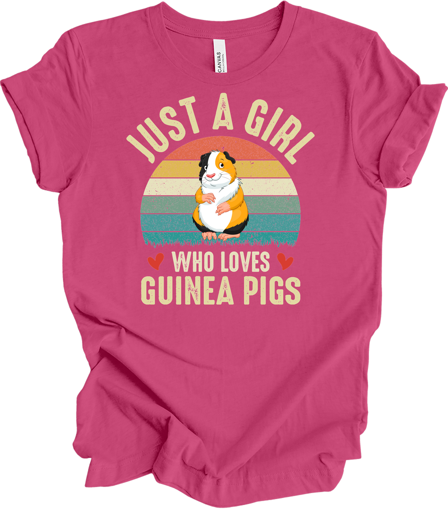 Just a Girl Who Loves Guinea Pigs - Cute Retro Pet Gift T-Shirt in Berry